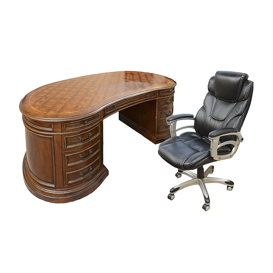 Hooker Kidney Shaped Executive Desk And Baird Presidential Chair