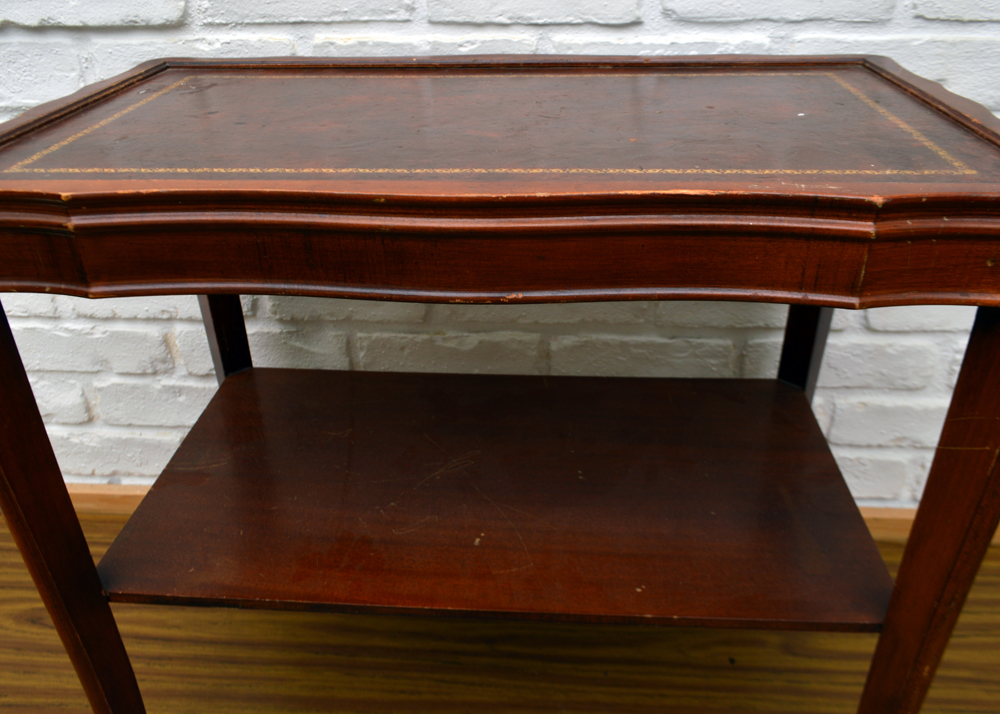 Federal Style Leather Top Accent Table EBTH