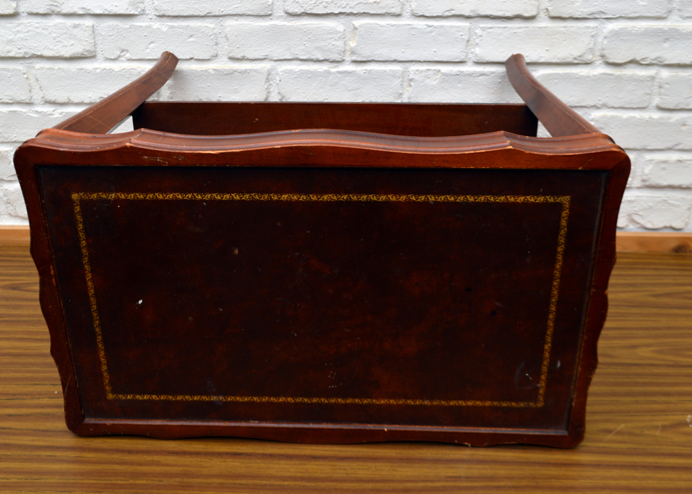 Federal Style Leather Top Accent Table EBTH