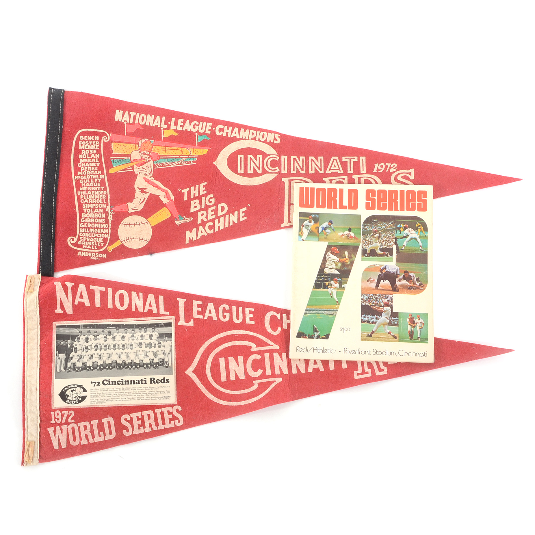 Two 1972 Word Series Pennants and Program EBTH