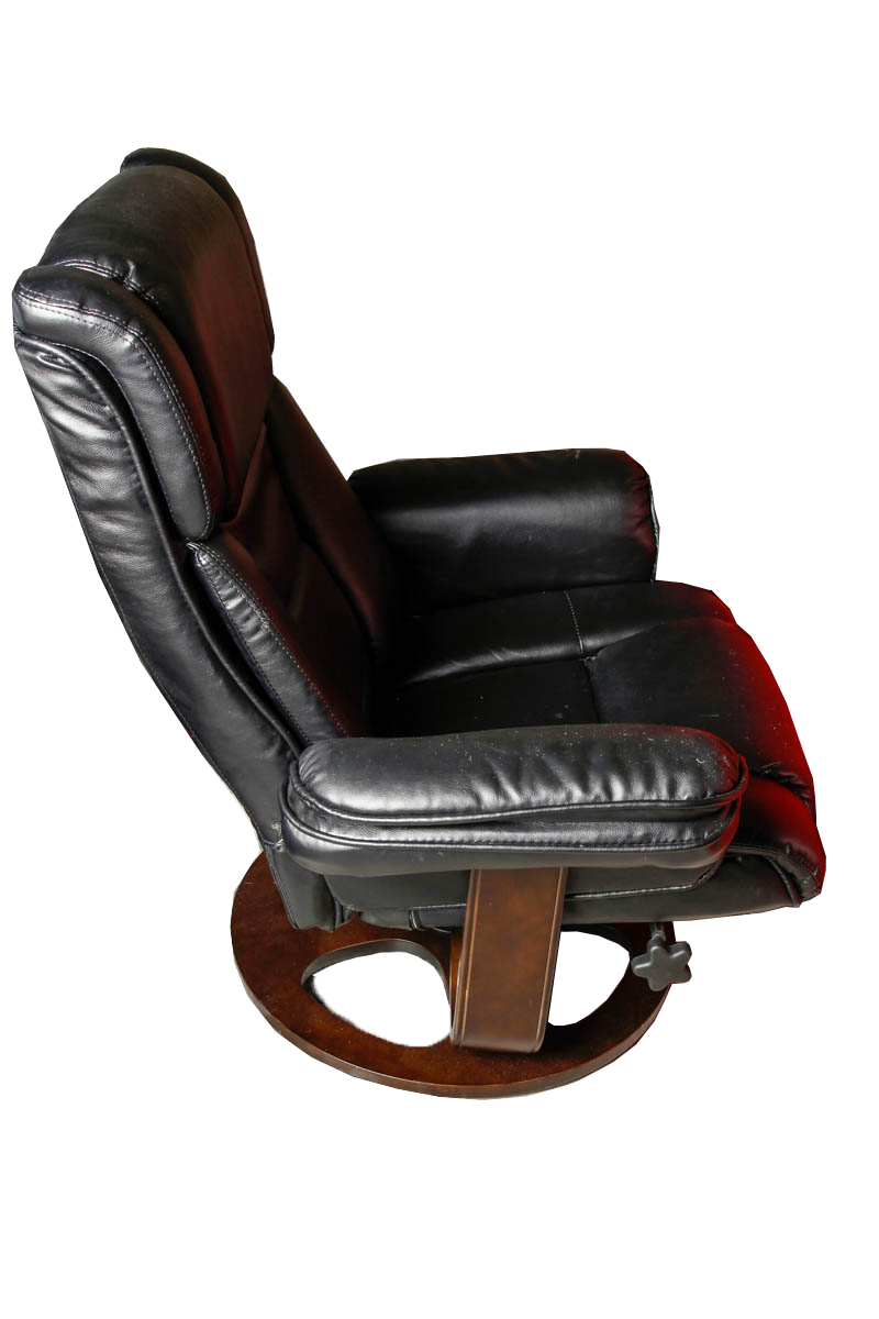 Contemporary FauxLeather Recliner With Ottoman EBTH