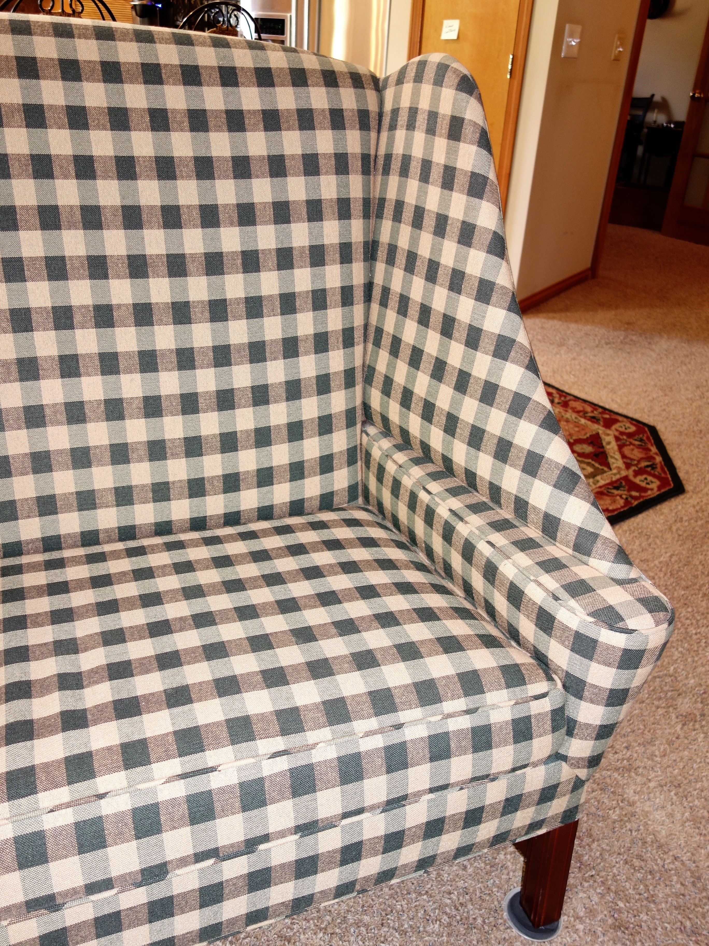 Johnston Benchworks Green Plaid Wingback Settee EBTH