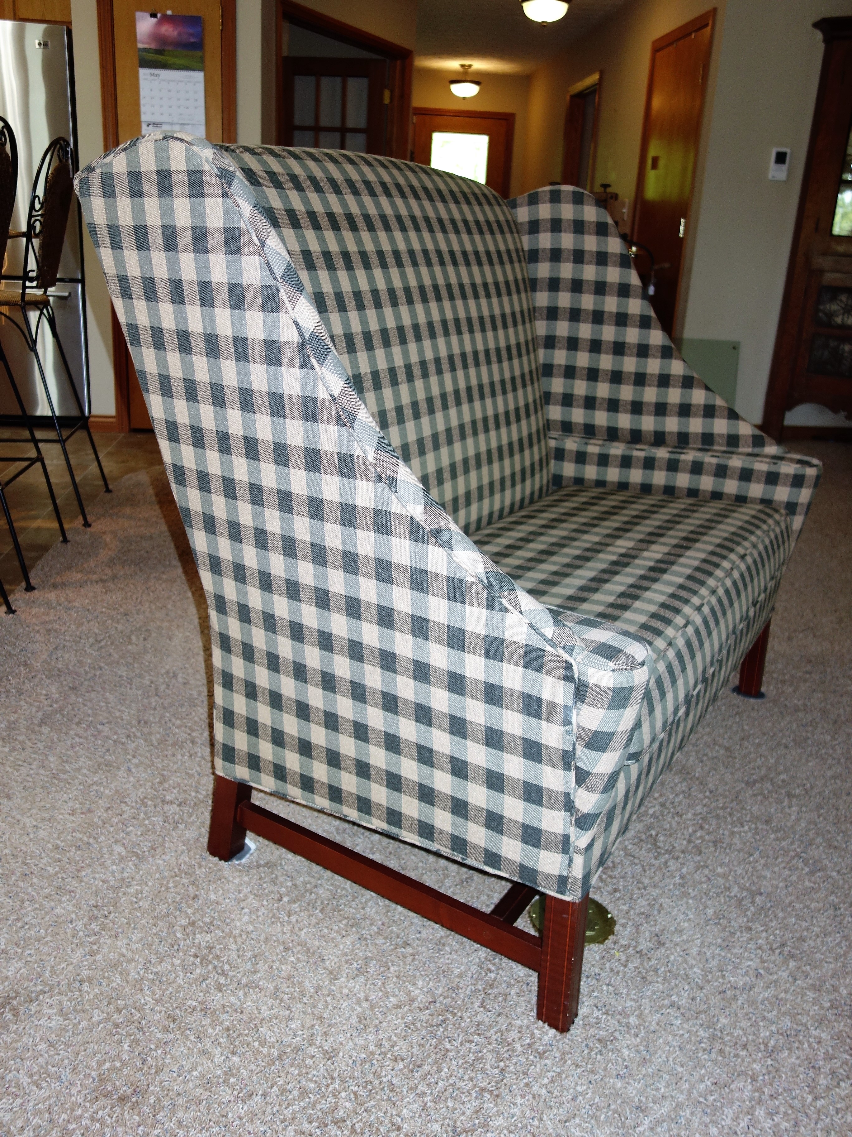 Johnston Benchworks Green Plaid Wingback Settee EBTH
