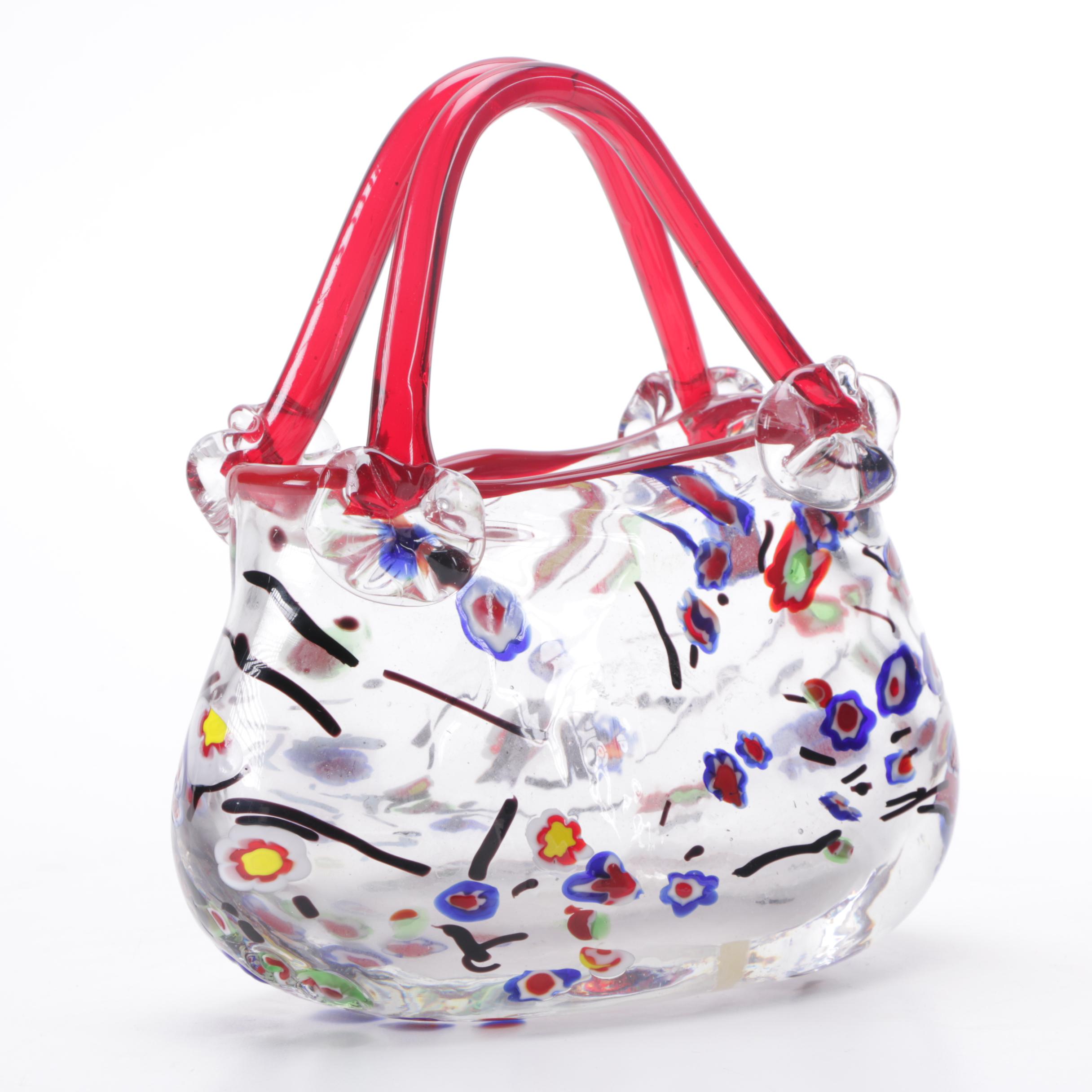 Handblown Glass Purse Vase Ebth