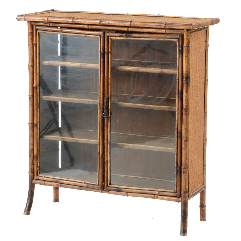 Antique Rattan and Woven Cane Bookcase EBTH