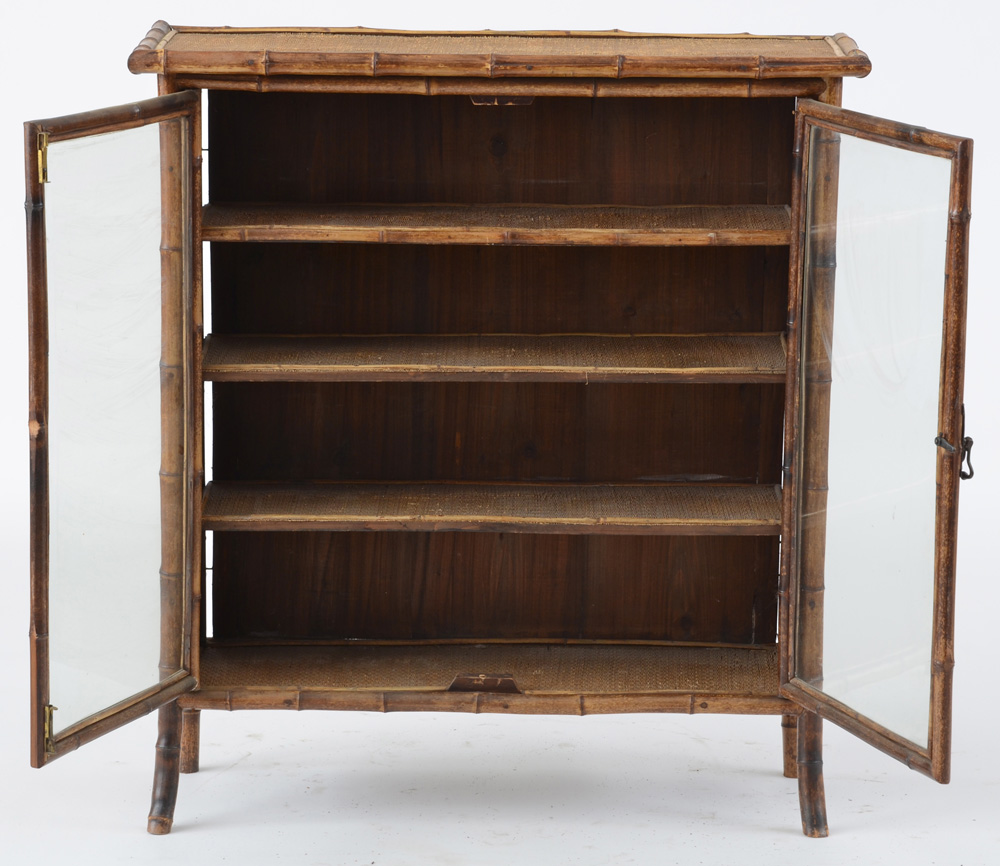 Antique Rattan and Woven Cane Bookcase EBTH