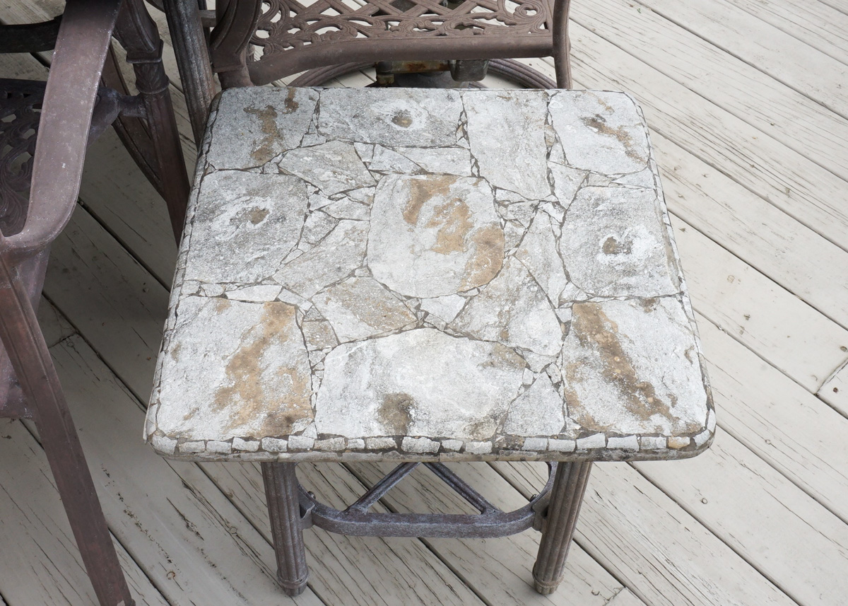 Faux Stone Patio Dining Set and Side Table EBTH