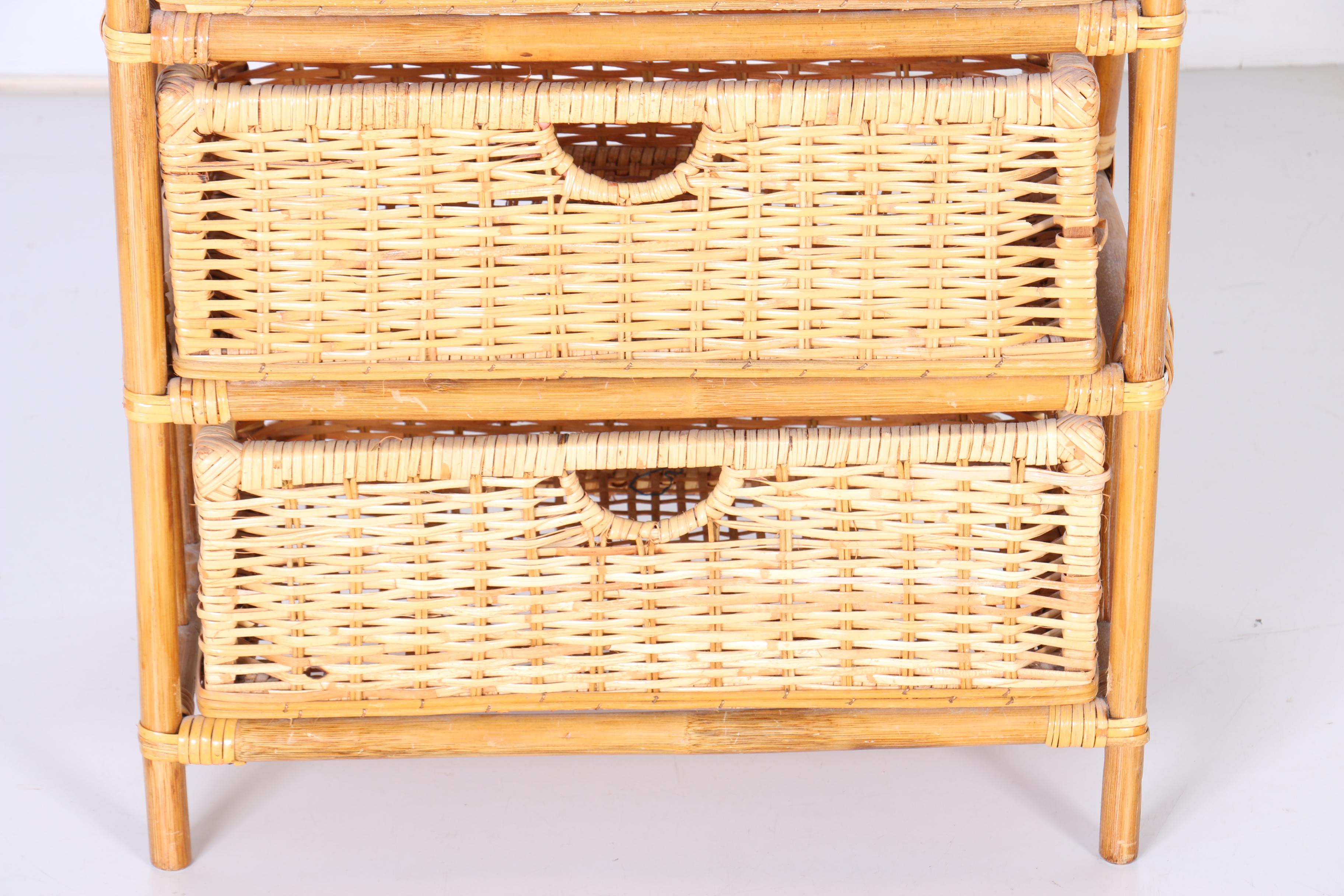 FauxBamboo Shelving Unit With Wicker Baskets EBTH