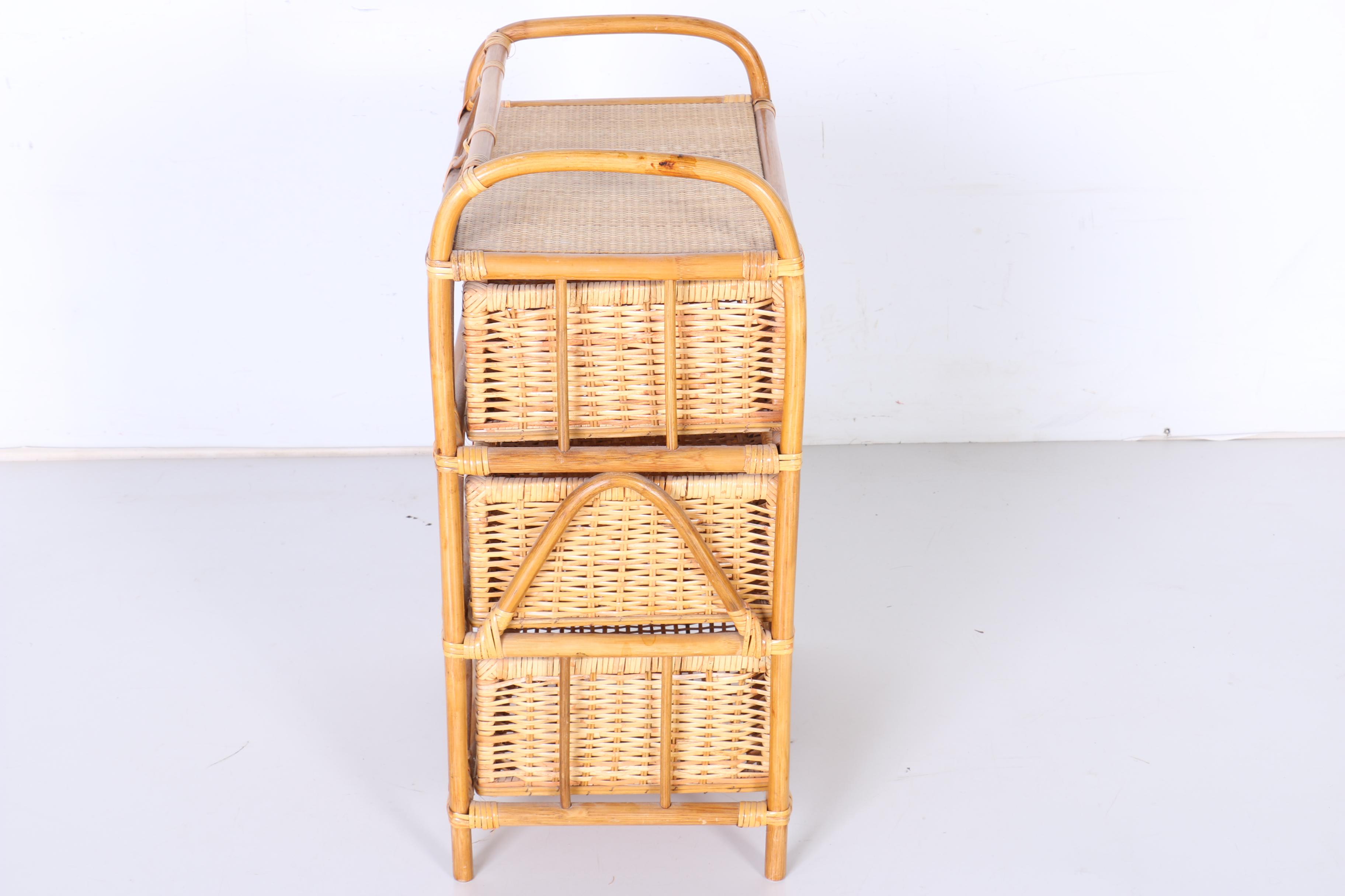 FauxBamboo Shelving Unit With Wicker Baskets EBTH