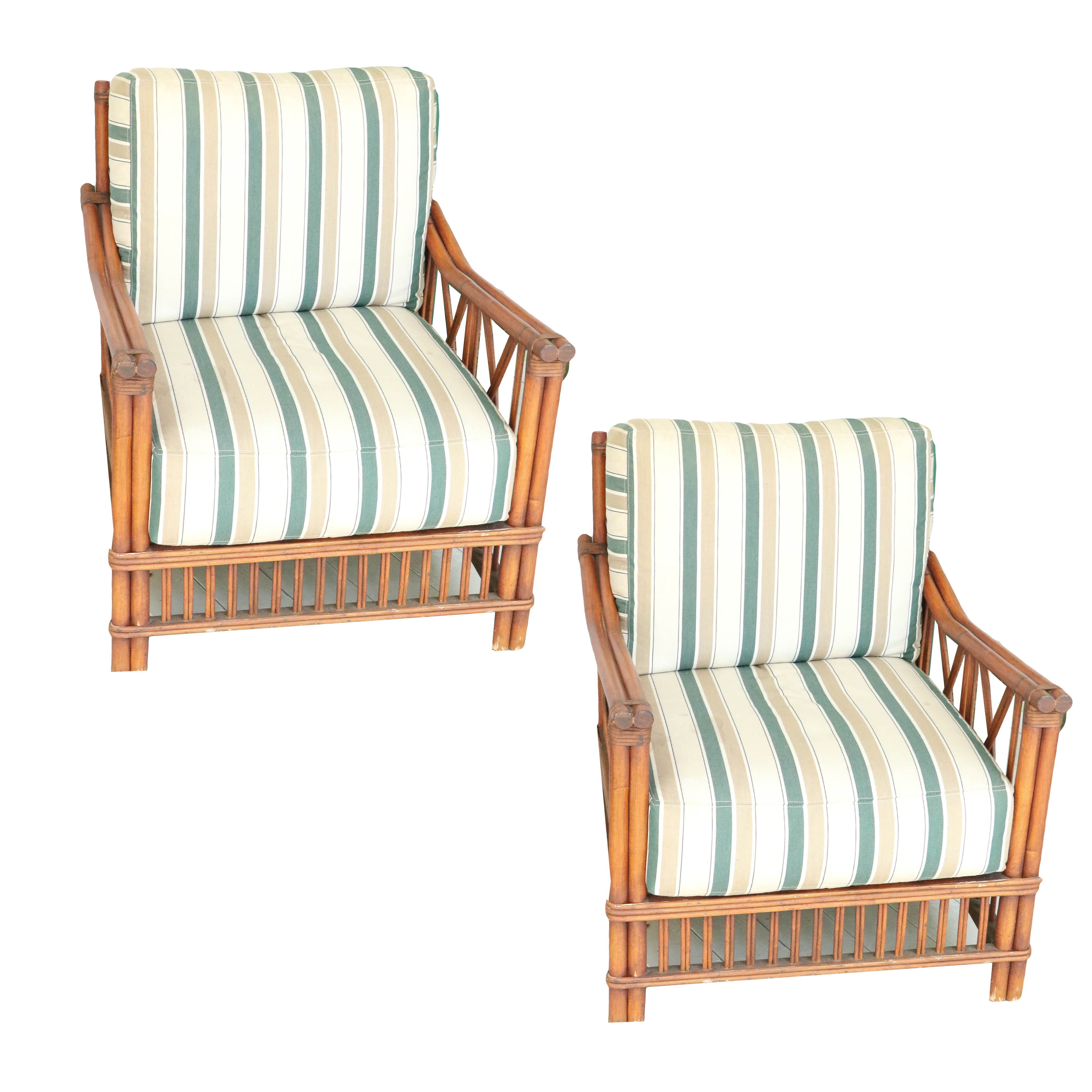 Rattan Patio Armchairs with Back and Seat Cushions | EBTH