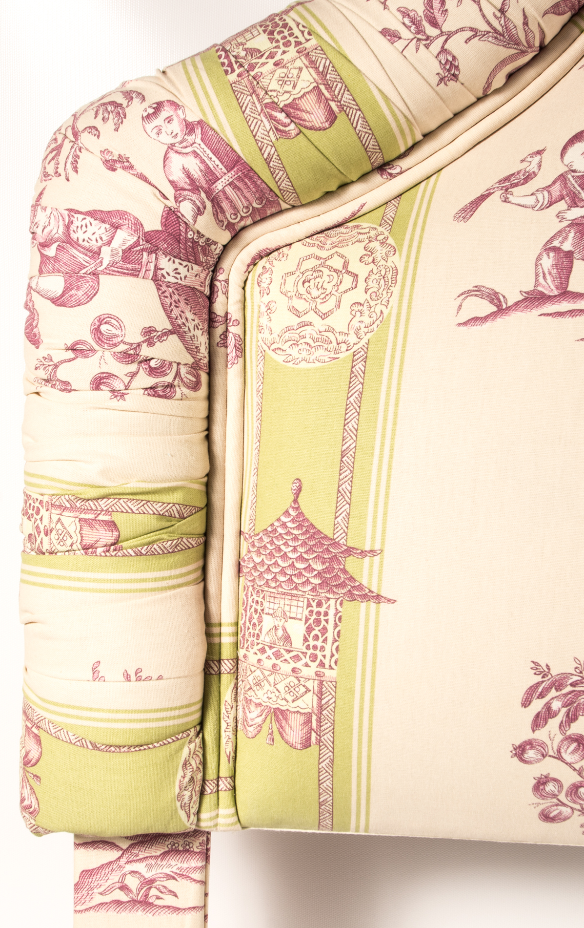 Oriental Toile Upholstered Queen Headboard EBTH