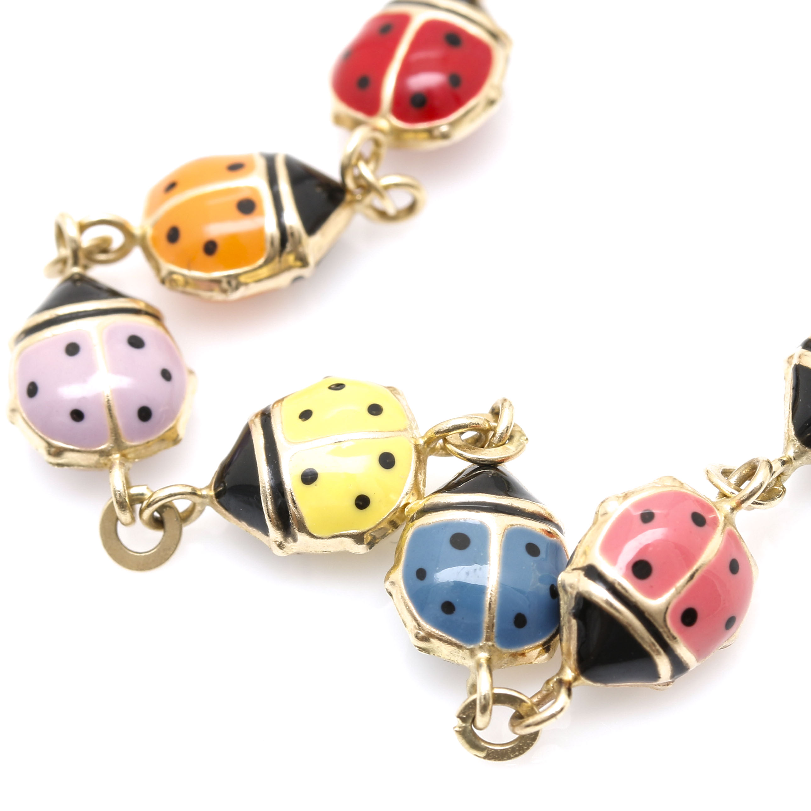 14K Yellow Gold Enamel Ladybug Bracelet EBTH