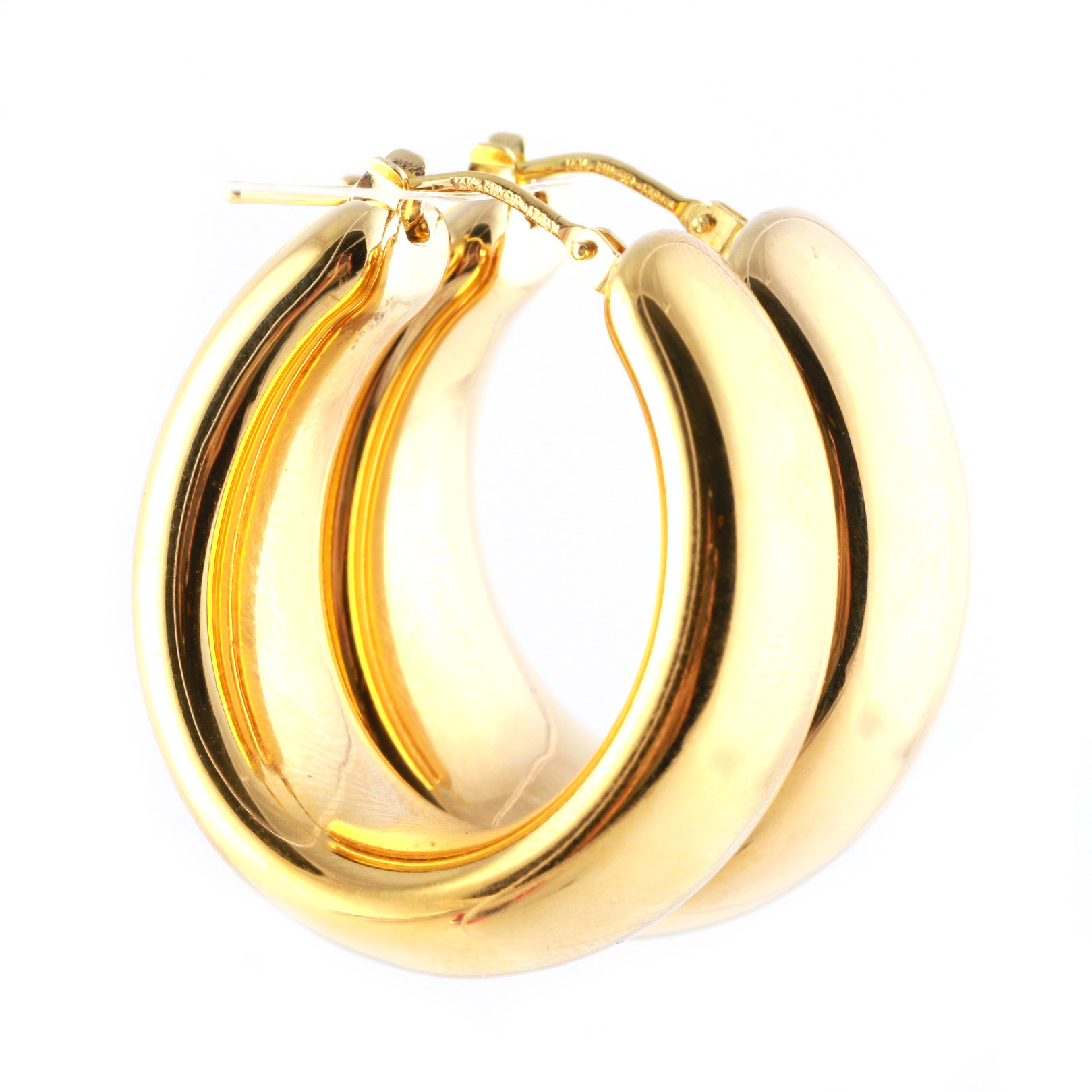 Italian 14K Yellow Gold Hollow Hoop Earrings By Milor EBTH    MG 7012 