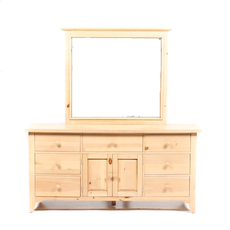 Broyhill Natural Pine Shaker Style Dresser And Mirror Ebth