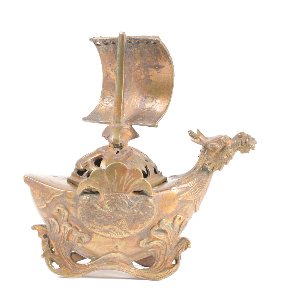 Antique Chinese Brass Dragon Incense Burner EBTH