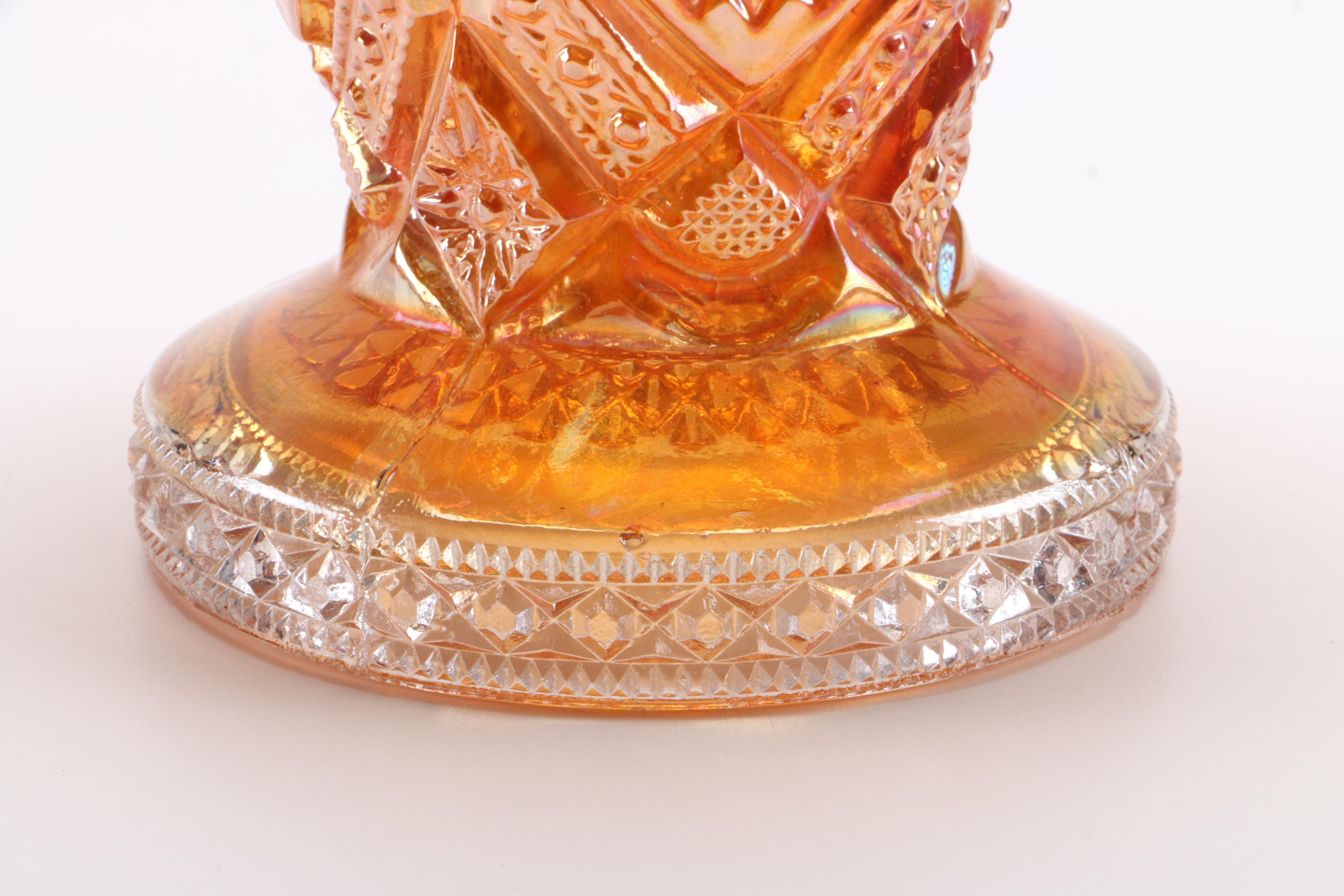 Orange Carnival Glass Vase EBTH