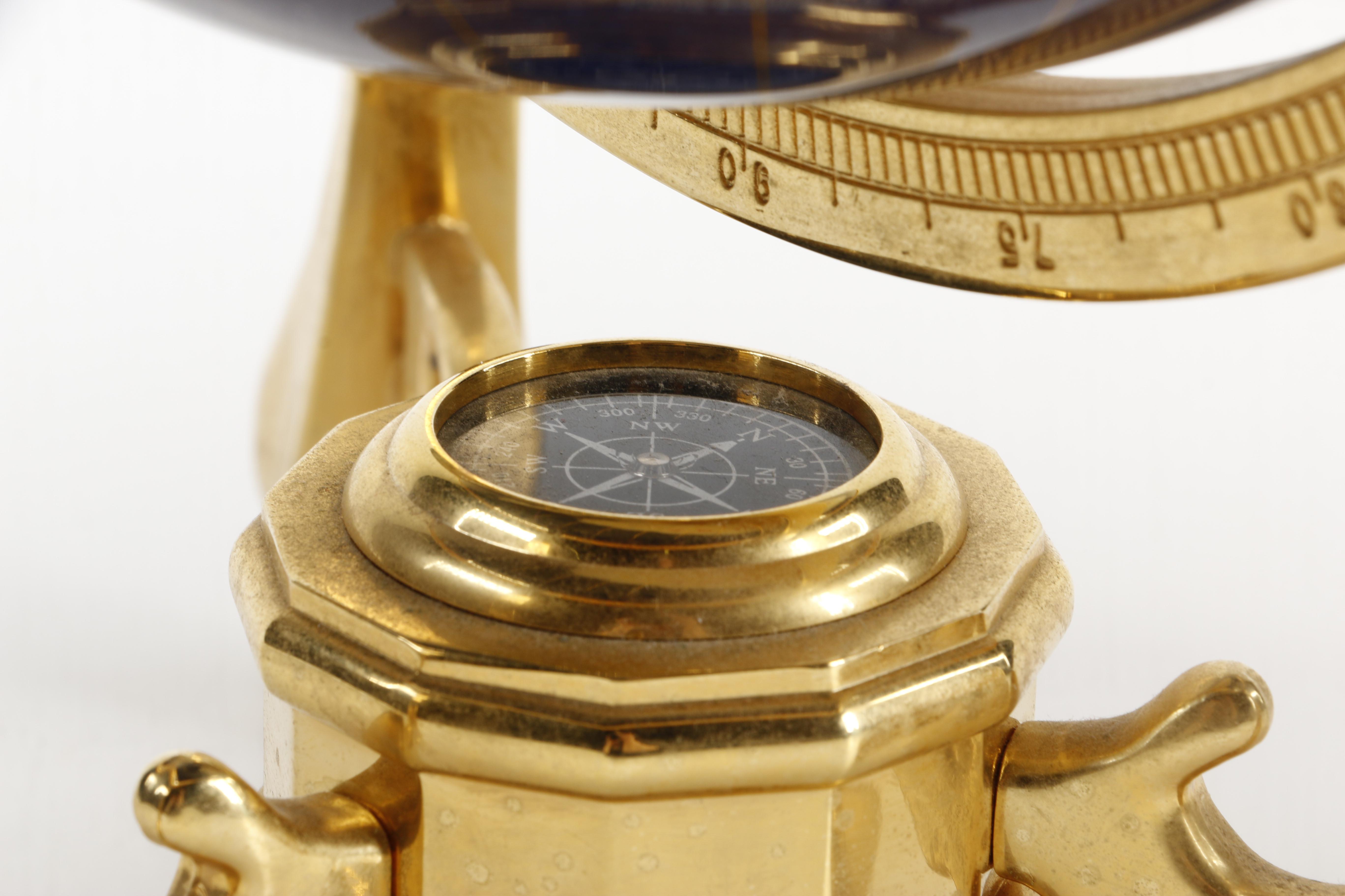 Globe with Stone Inlay on Brass Stand EBTH