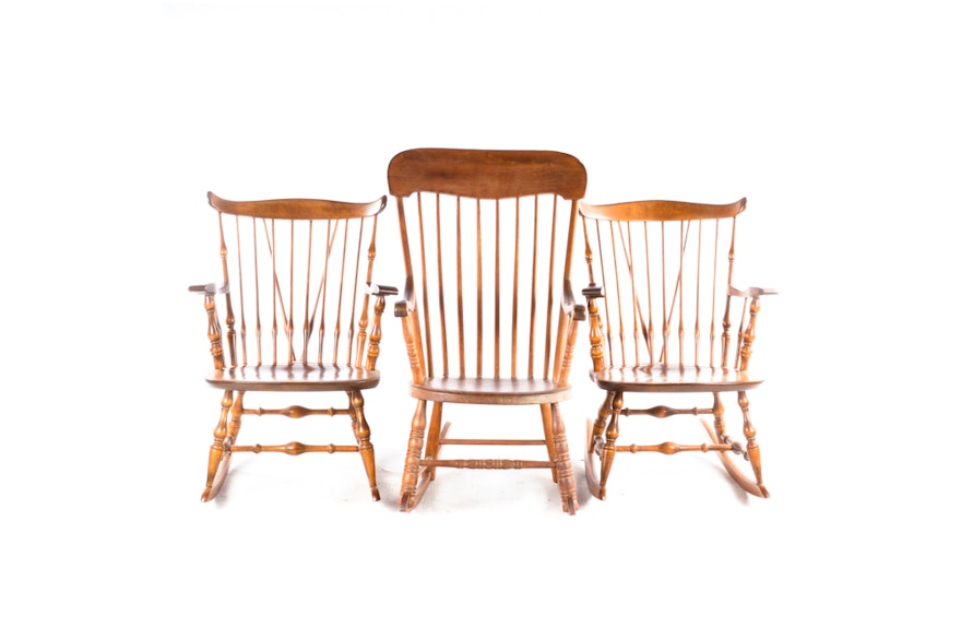 Windsor Style Rocking Chairs By Yeoman And Nichols Stone Ebth