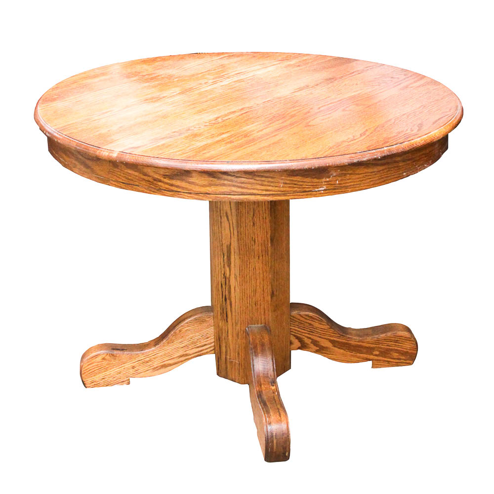 Round Oak Pedestal Table EBTH