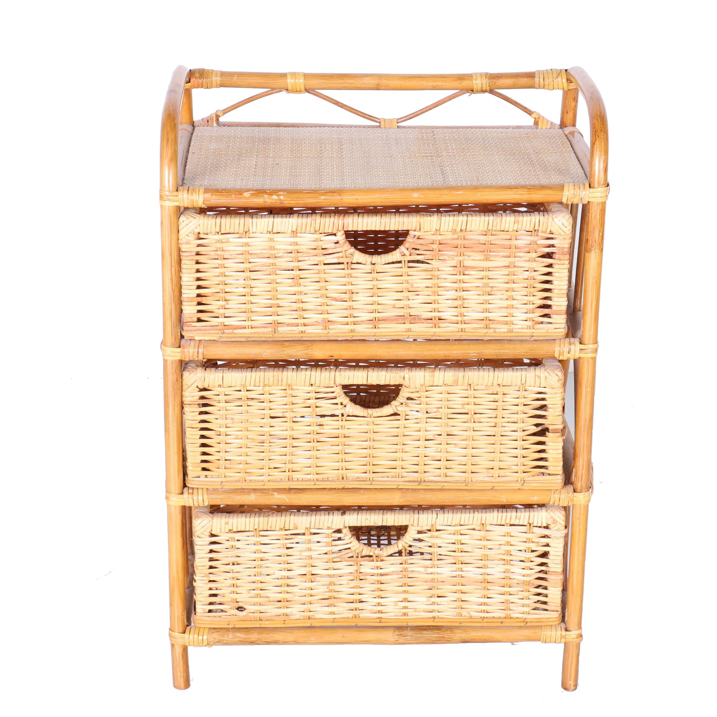 FauxBamboo Shelving Unit With Wicker Baskets EBTH