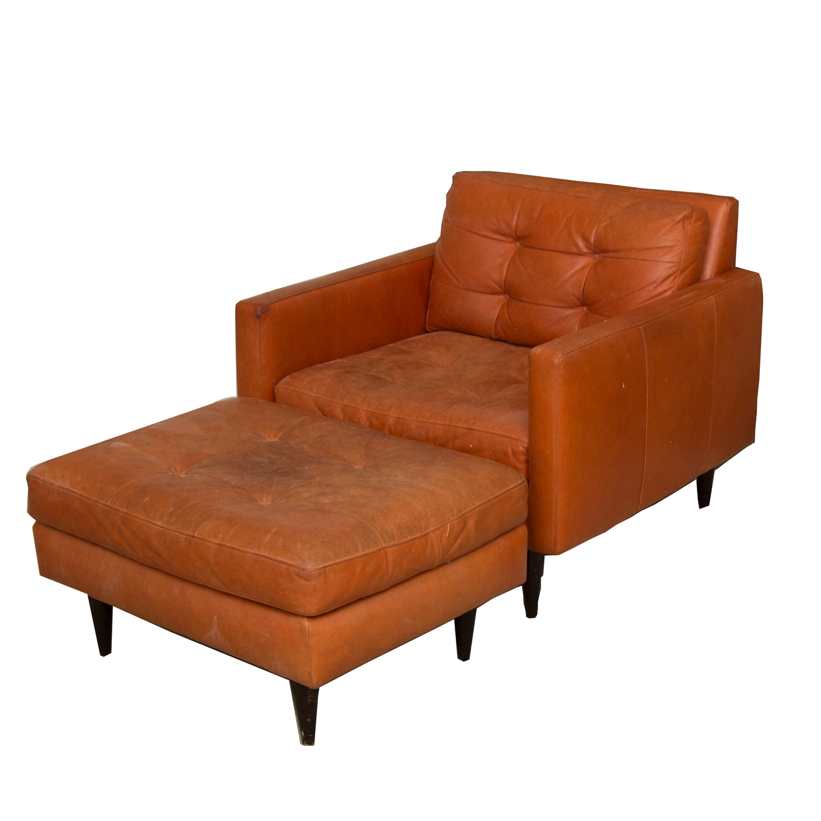 crate and barrel orange leather chair