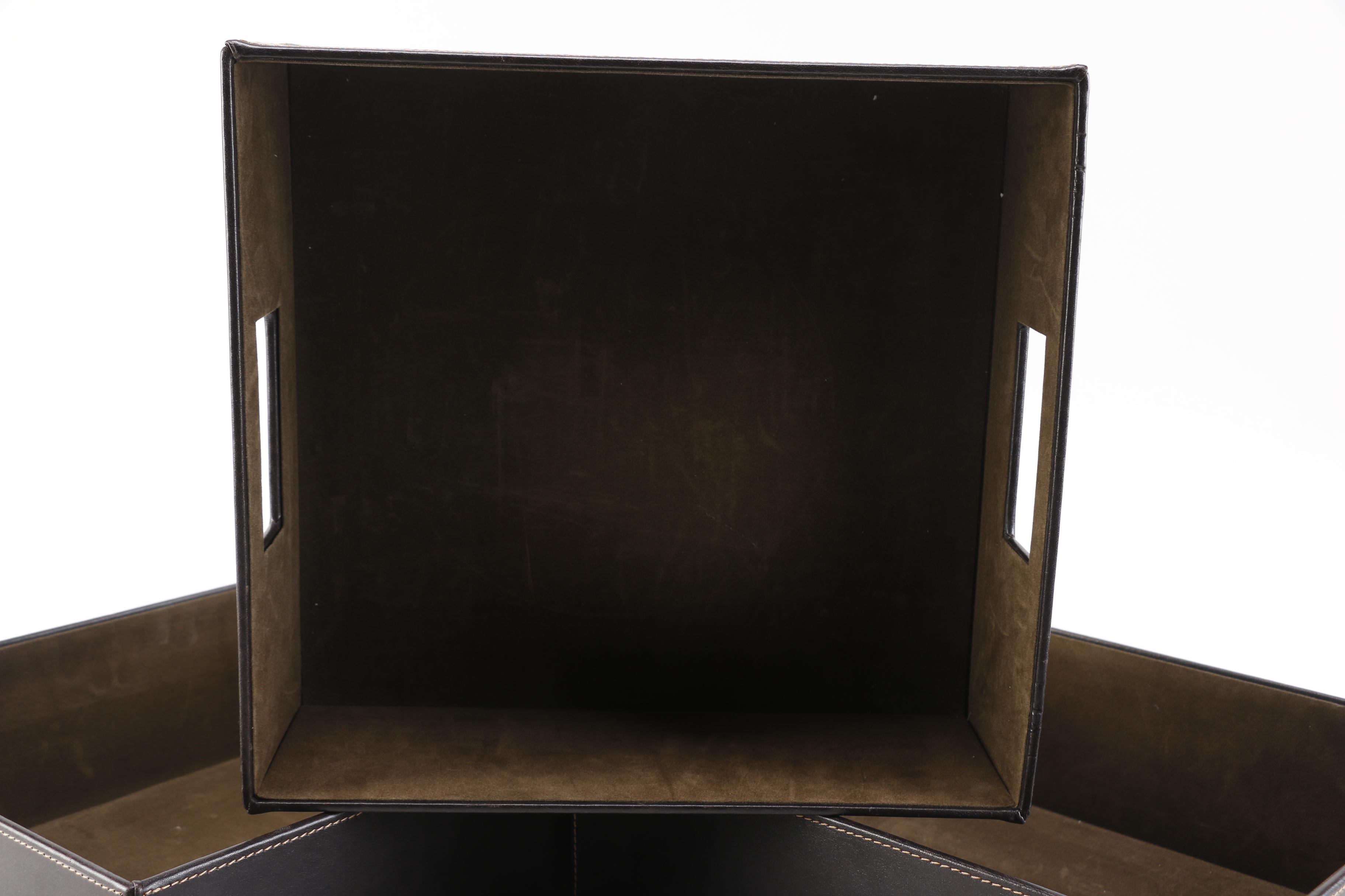 Black Leather Storage Bins EBTH