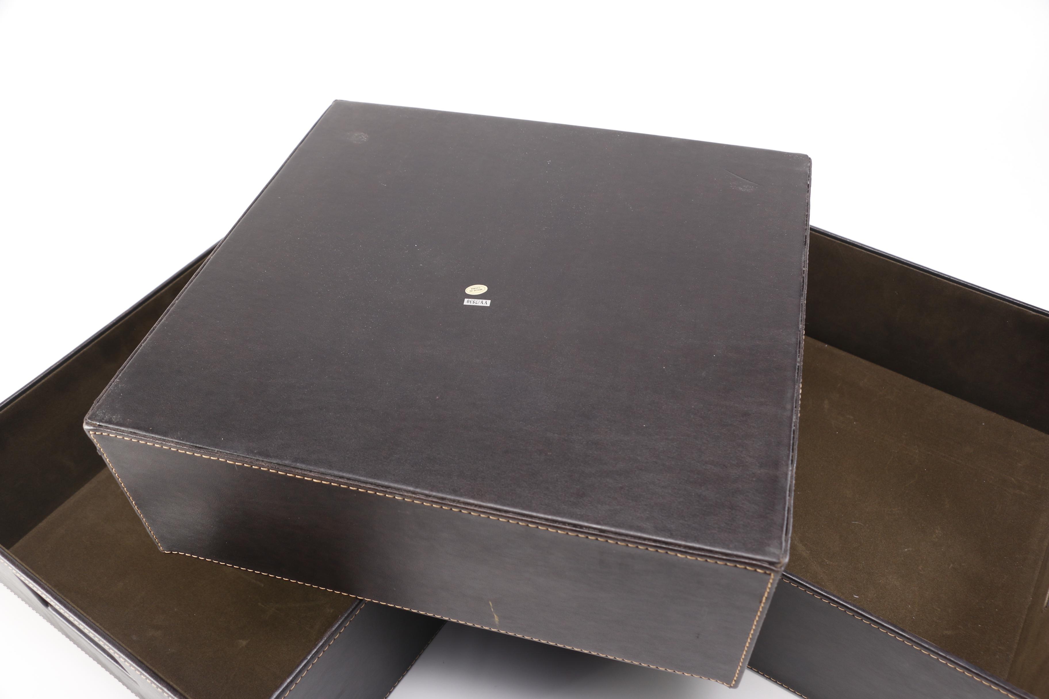 Black Leather Storage Bins EBTH