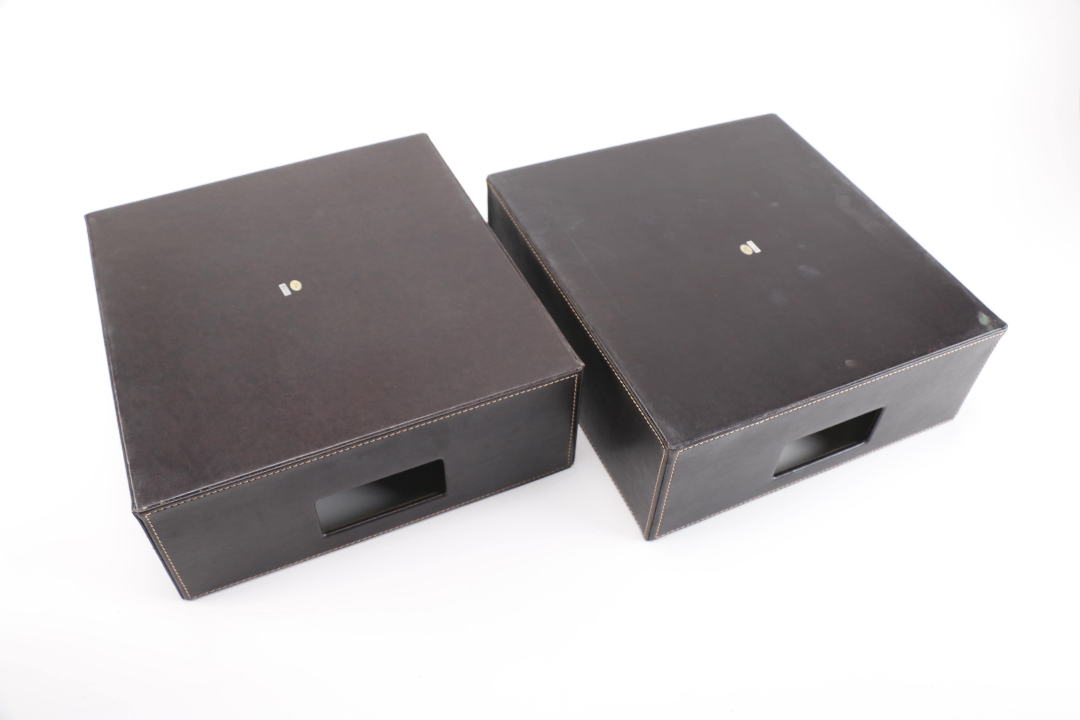 Black Leather Storage Bins EBTH