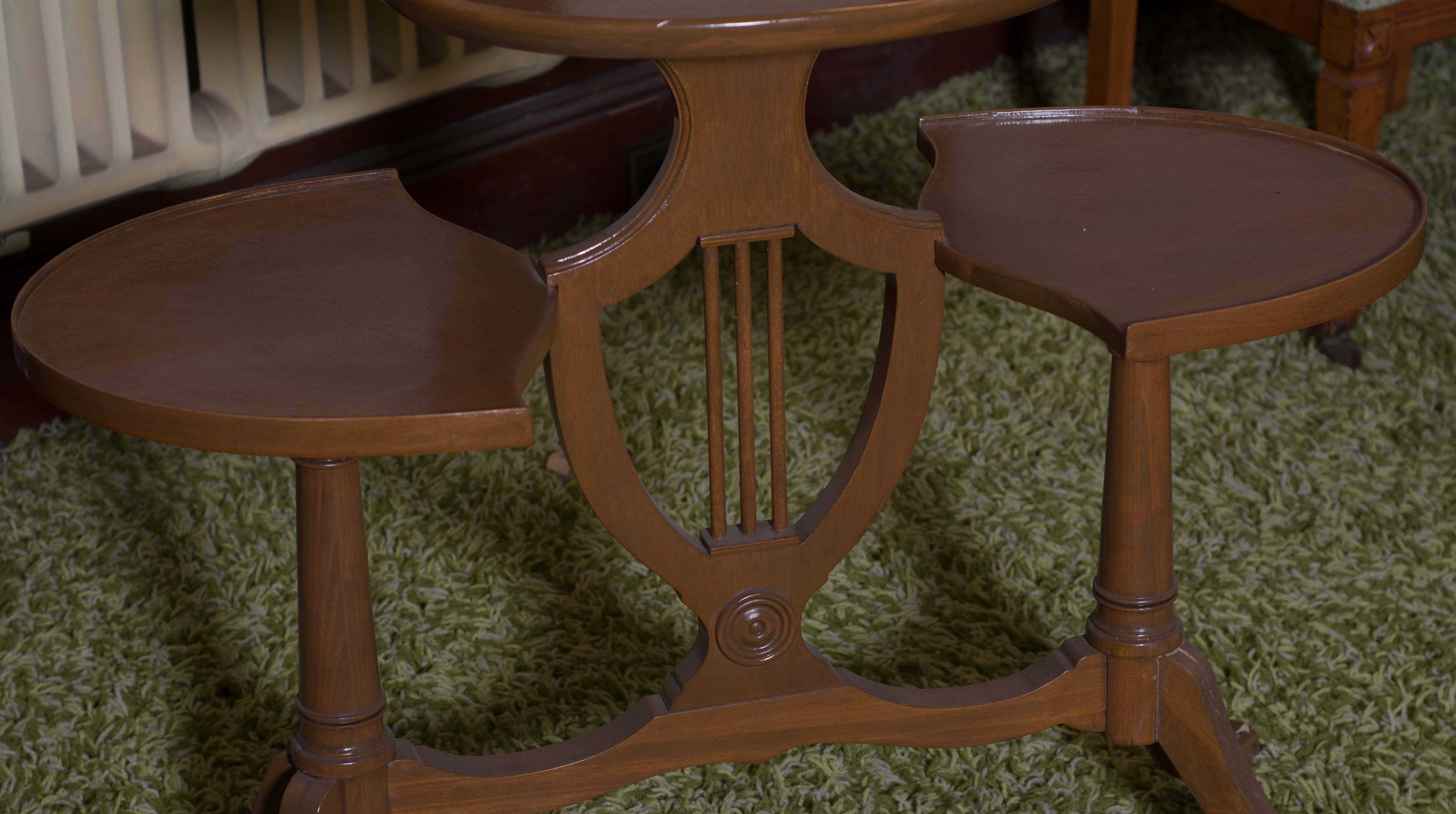 Duncan Phyfe Style Three Tier Lyre Harp Table EBTH