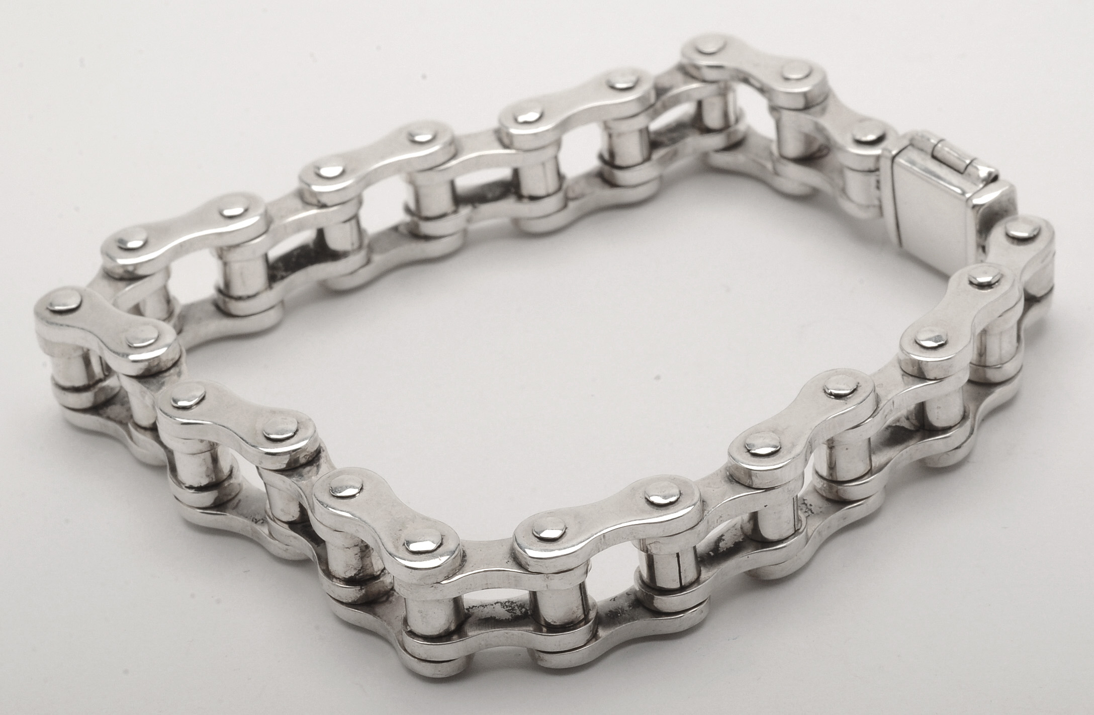 Heavy Sterling Silver Bike Chain Men's Bracelet EBTH