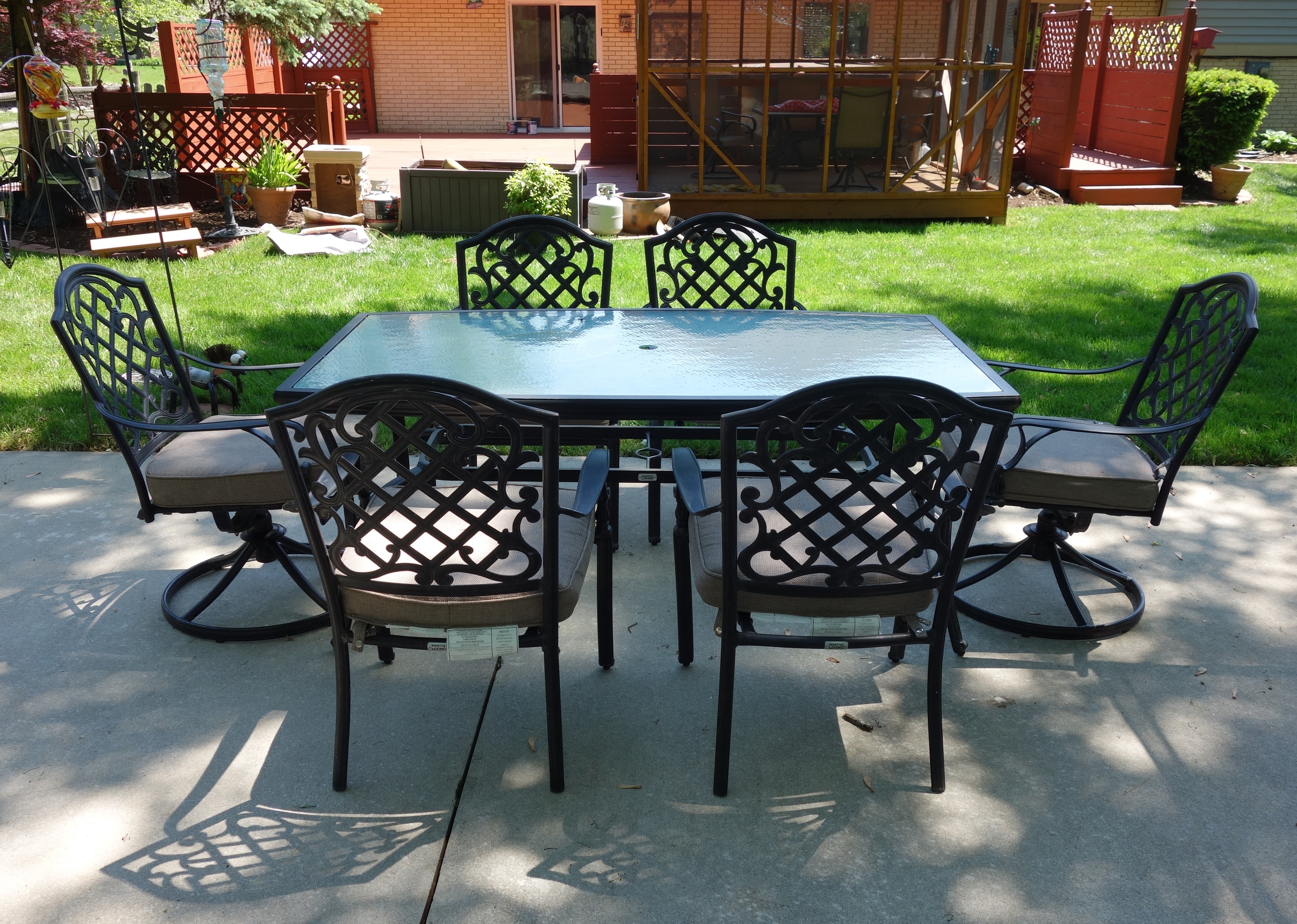 Martha Stewart Living Patio Glass Top Table & Six Chairs ...