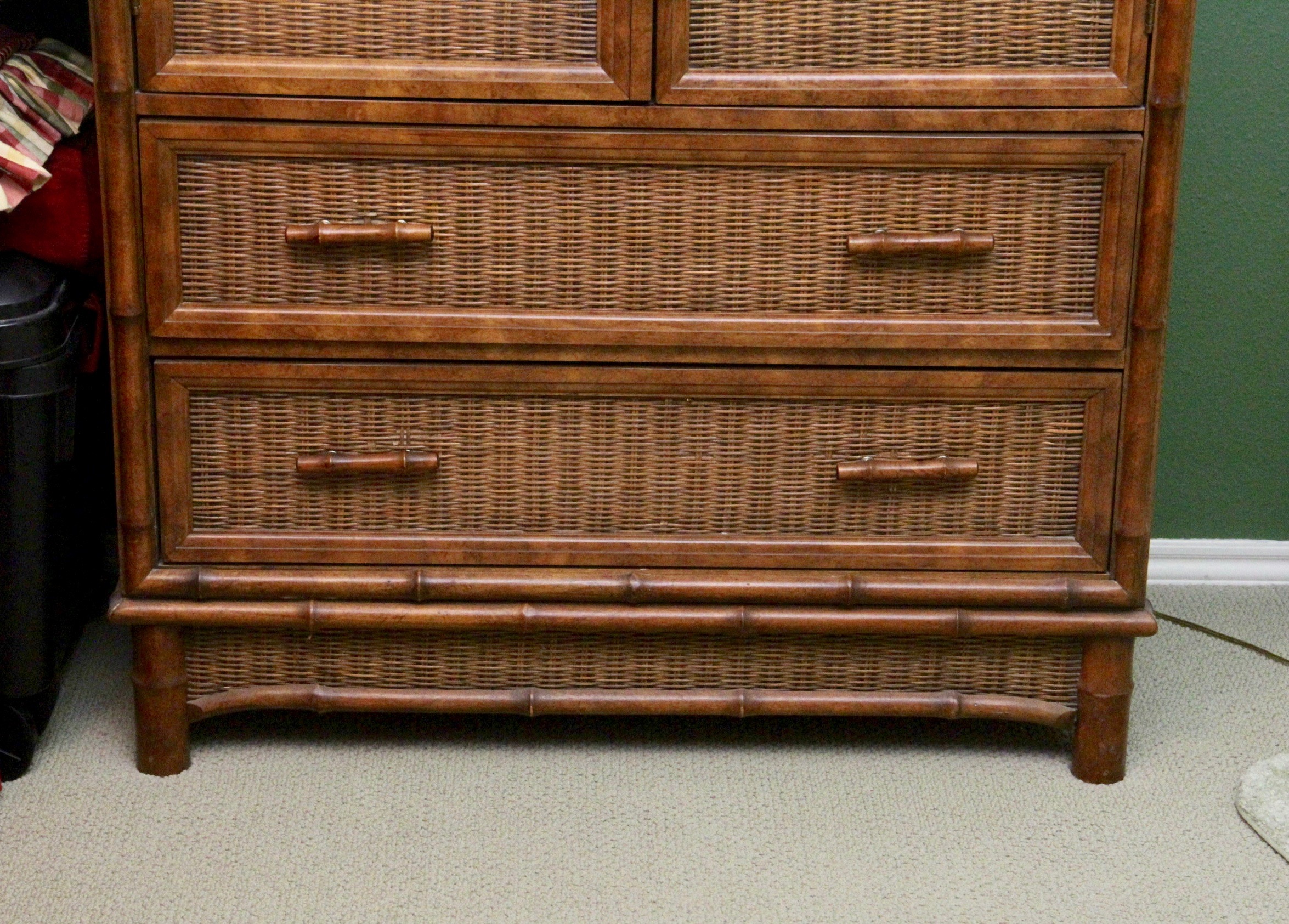 Wicker and Bamboo Style Armoire by American of Martinsville EBTH