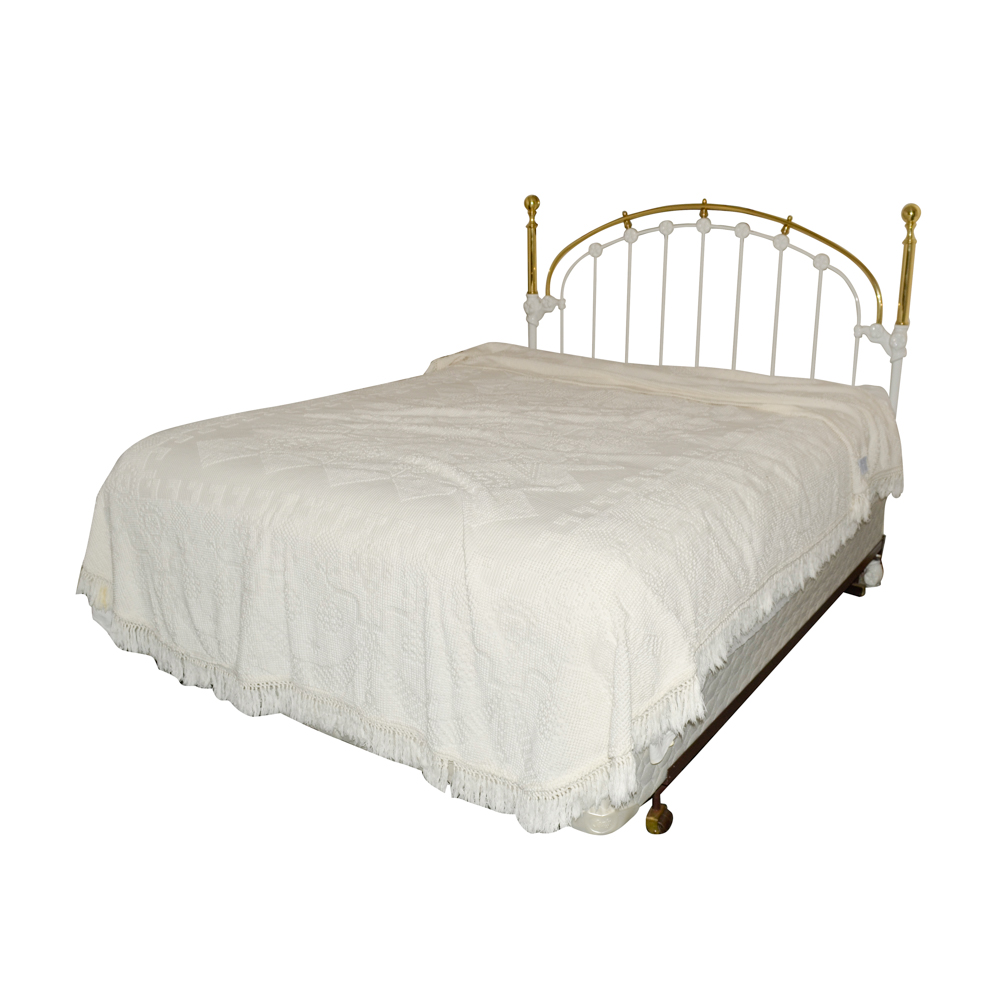 Brass Finished and Painted Victorian Style Queen Headboard EBTH