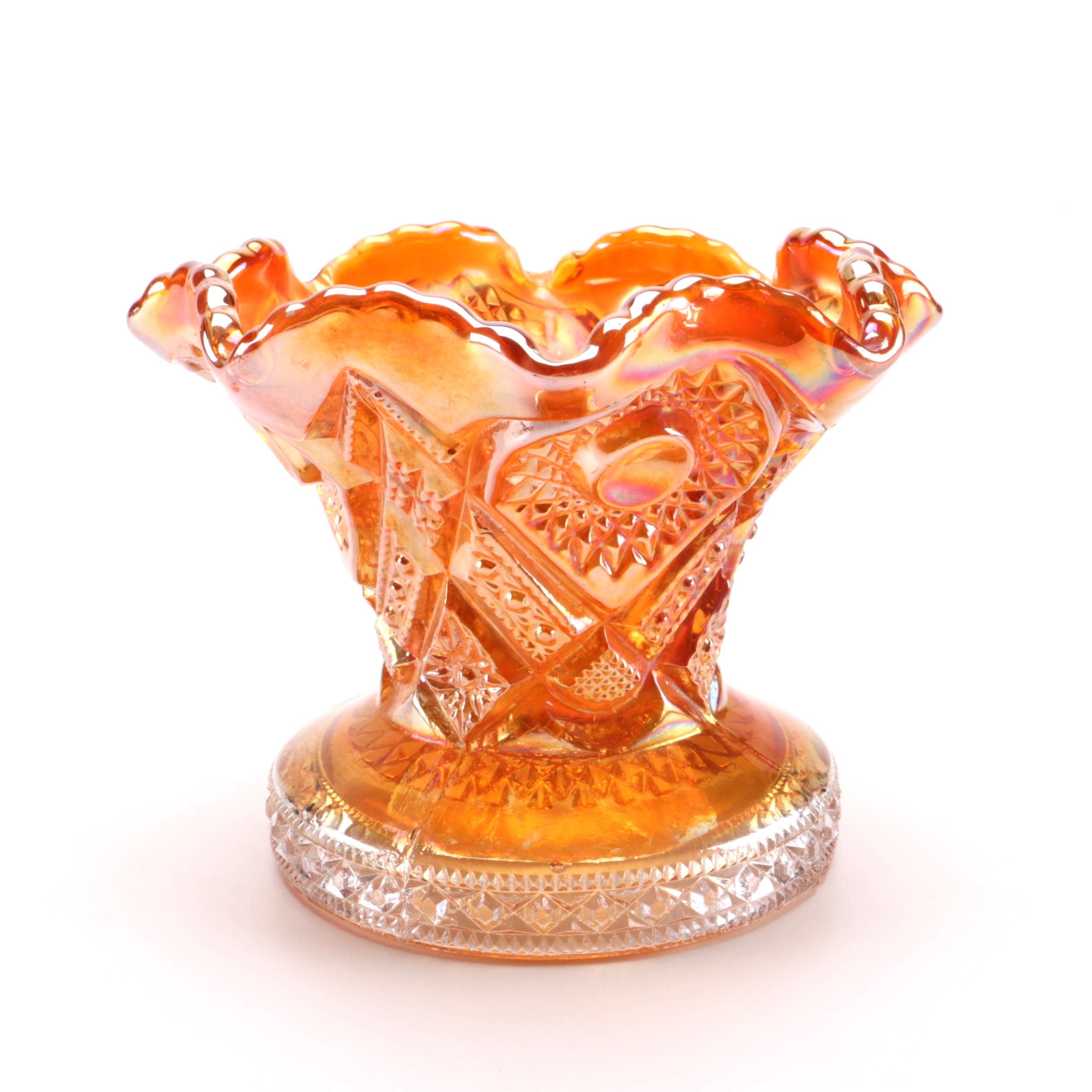 Orange Carnival Glass Vase EBTH