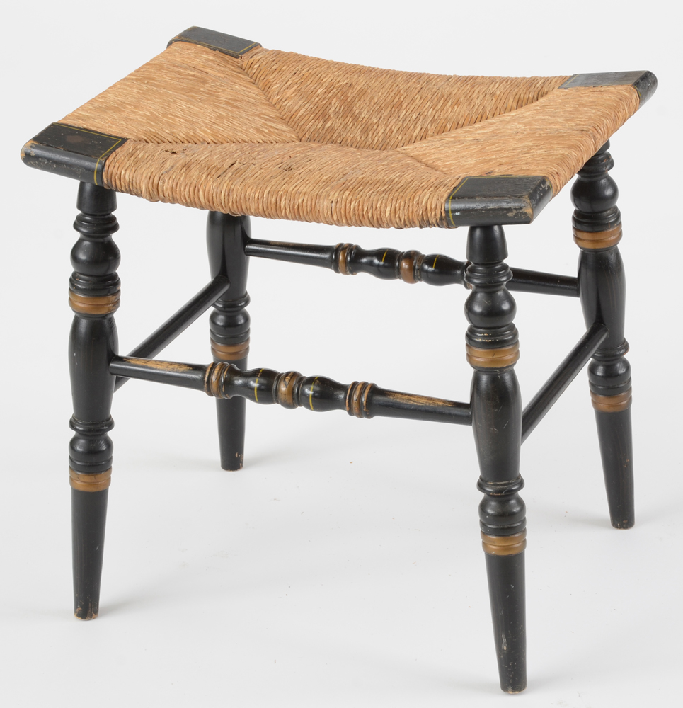 Hitchcock Style Woven Rush Seat Bench EBTH