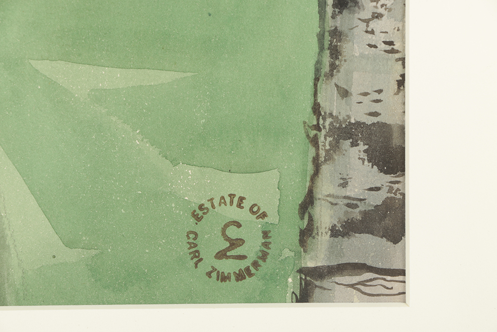 Carl Zimmerman Watercolor Painting on Paper of Forest Landscape EBTH