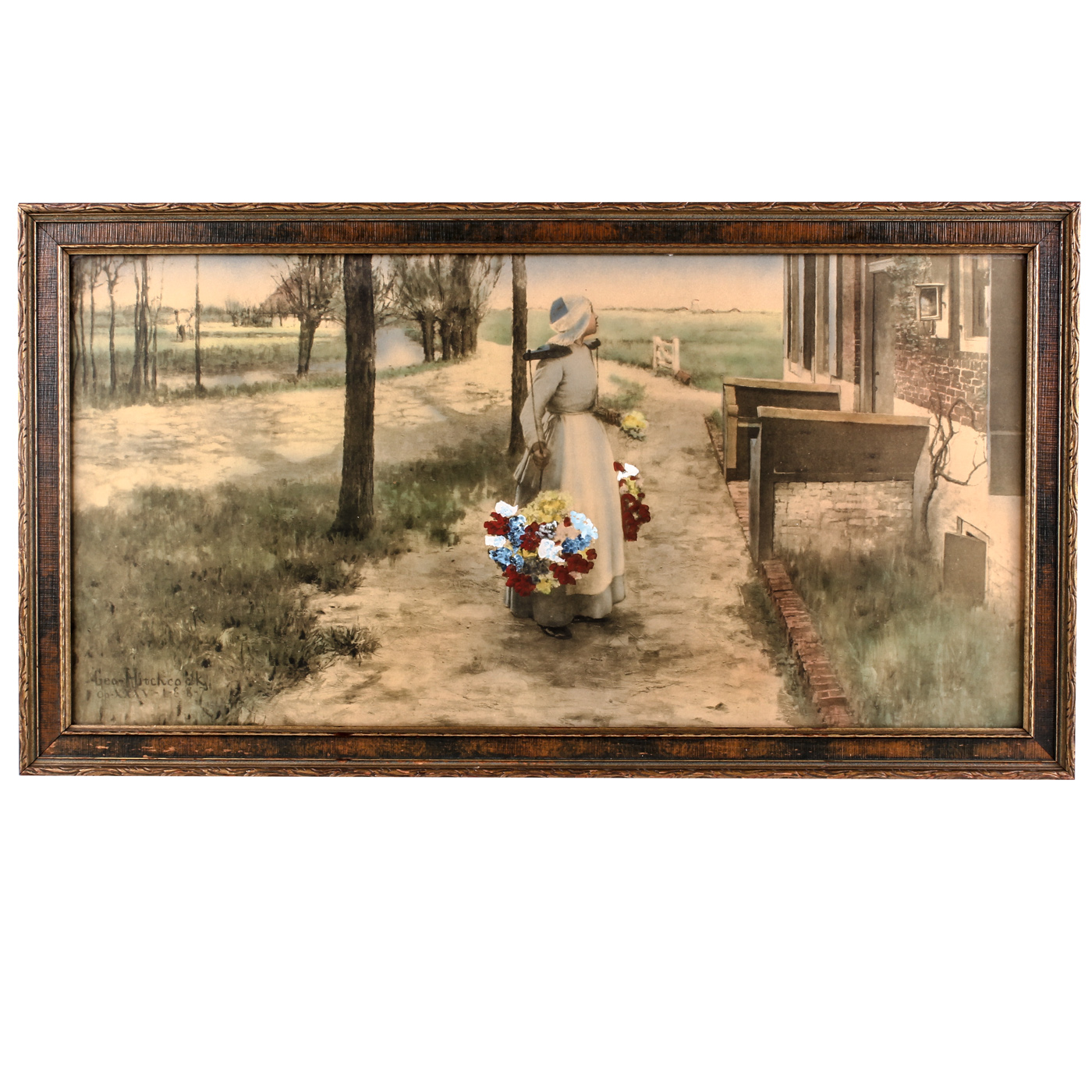 19th Century Hitchcock "Flower Girl in Holland" Hand Colored Lithograph EBTH