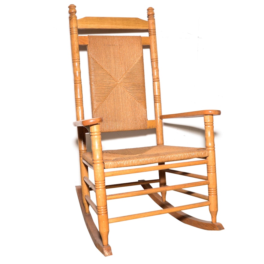 Rocking Chair with Woven Rush Back and Seat | EBTH