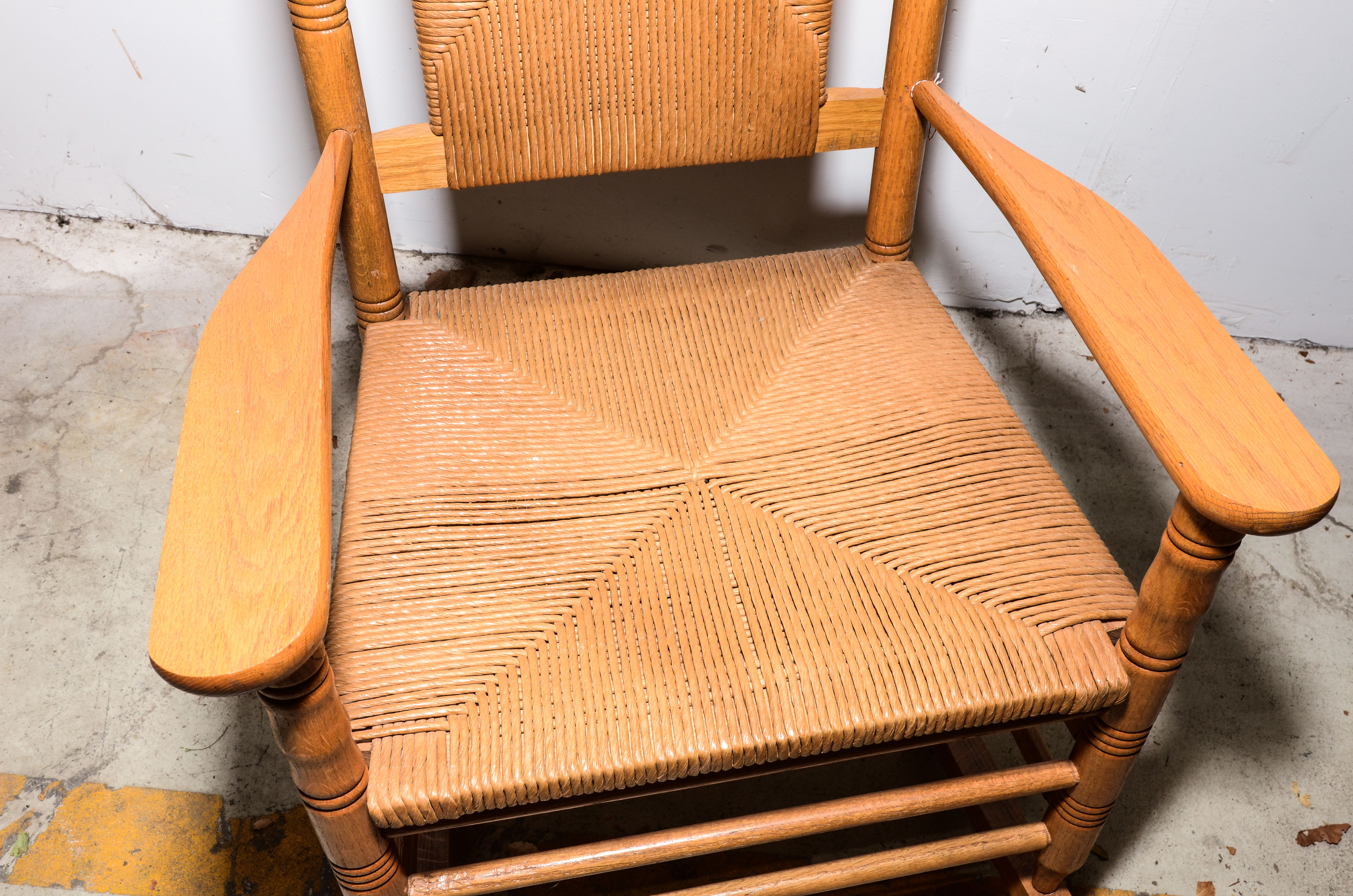 Rocking Chair with Woven Rush Back and Seat EBTH