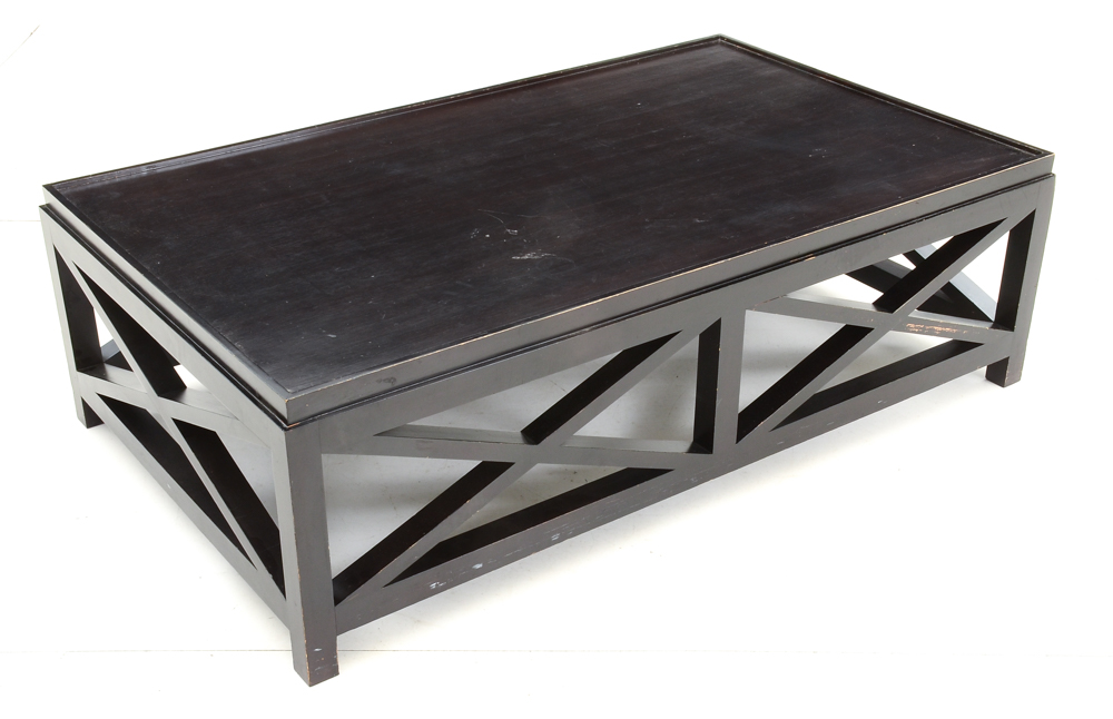 Black Painted Wood Coffee Table EBTH