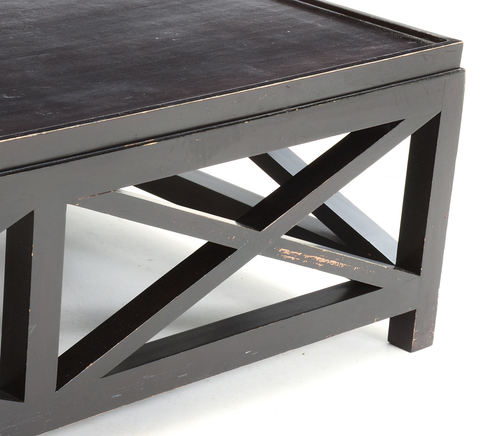 Black Painted Wood Coffee Table EBTH
