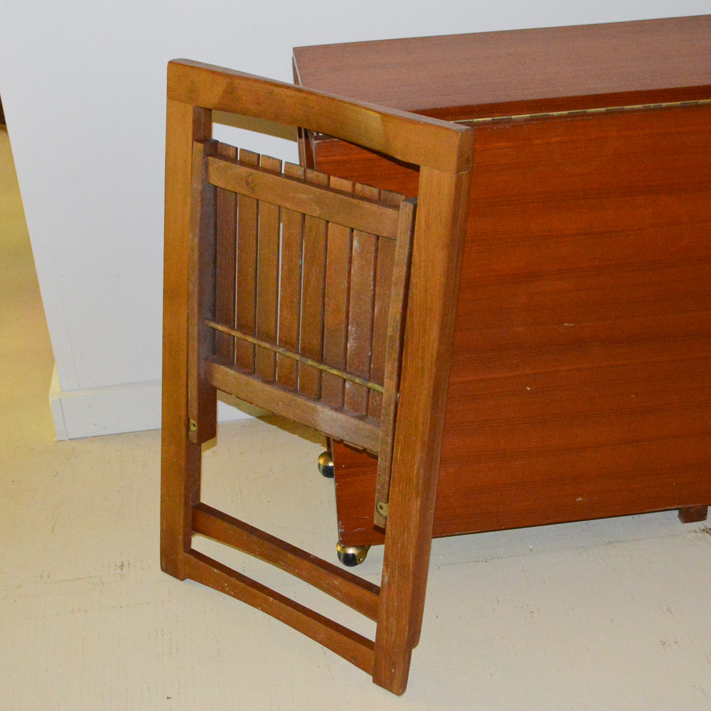 Vintage Teak Drop Leaf Table With Folding Chairs EBTH