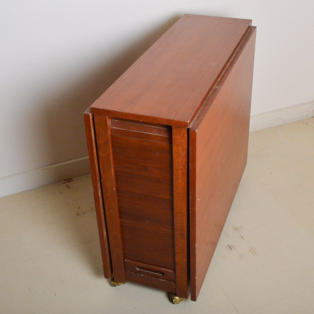 Vintage Teak Drop Leaf Table With Folding Chairs EBTH