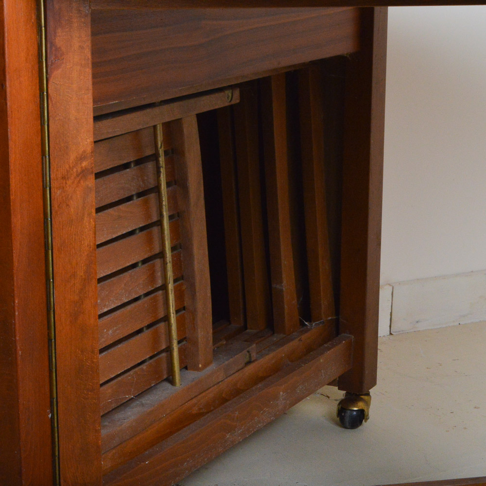 Vintage Teak Drop Leaf Table With Folding Chairs EBTH