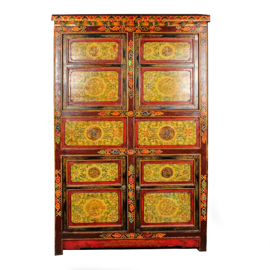 Chinese Hand-Painted Rosewood Cabinet