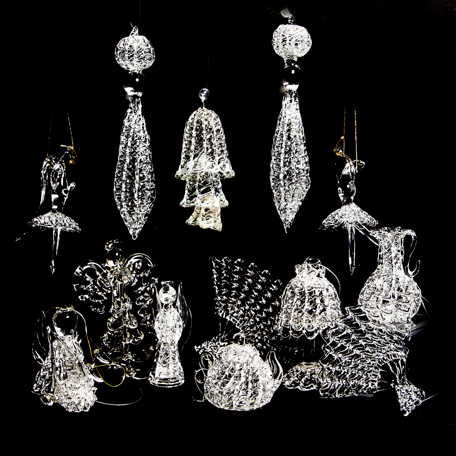 spun glass ornaments