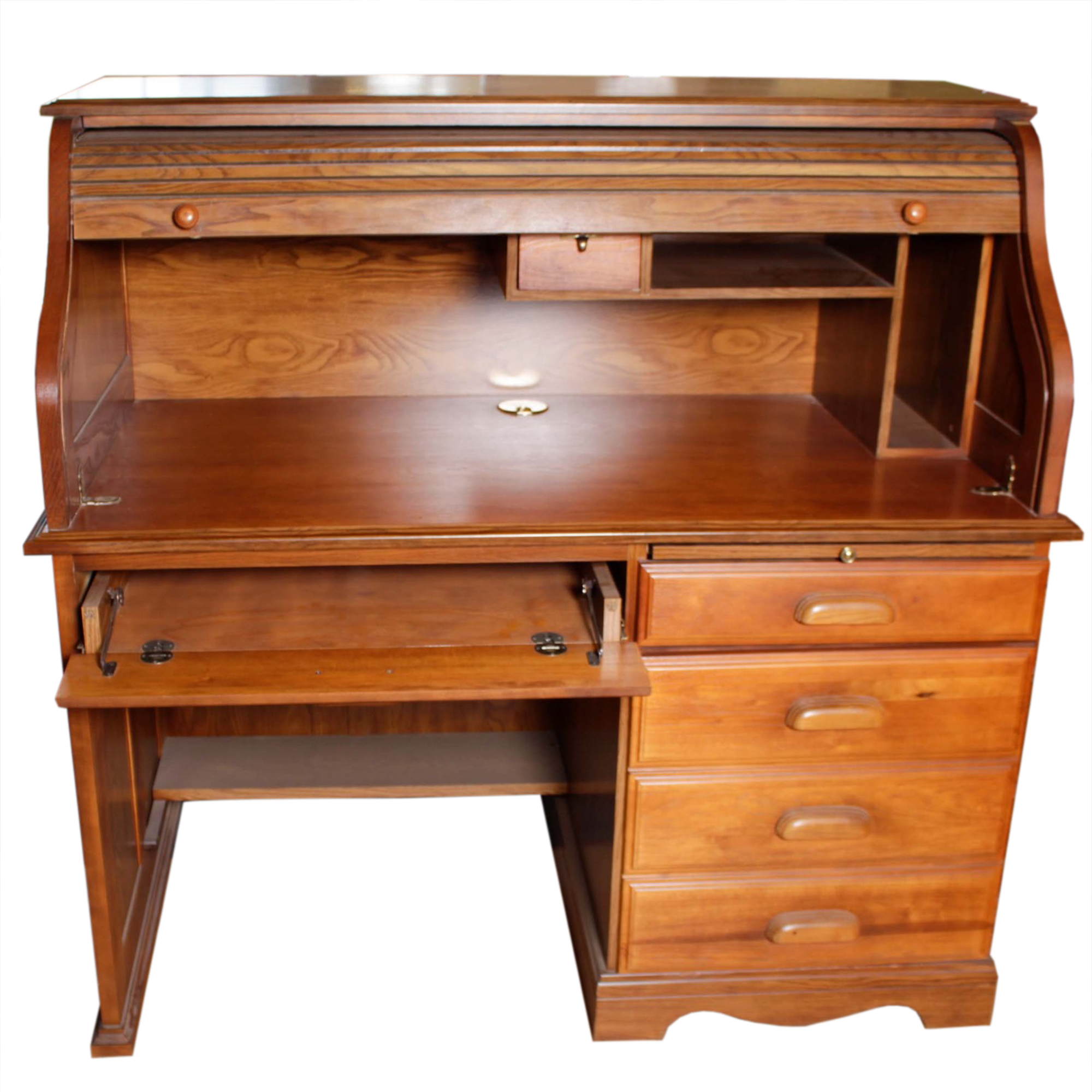 DMI Furniture Oak Roll Top Computer Desk EBTH