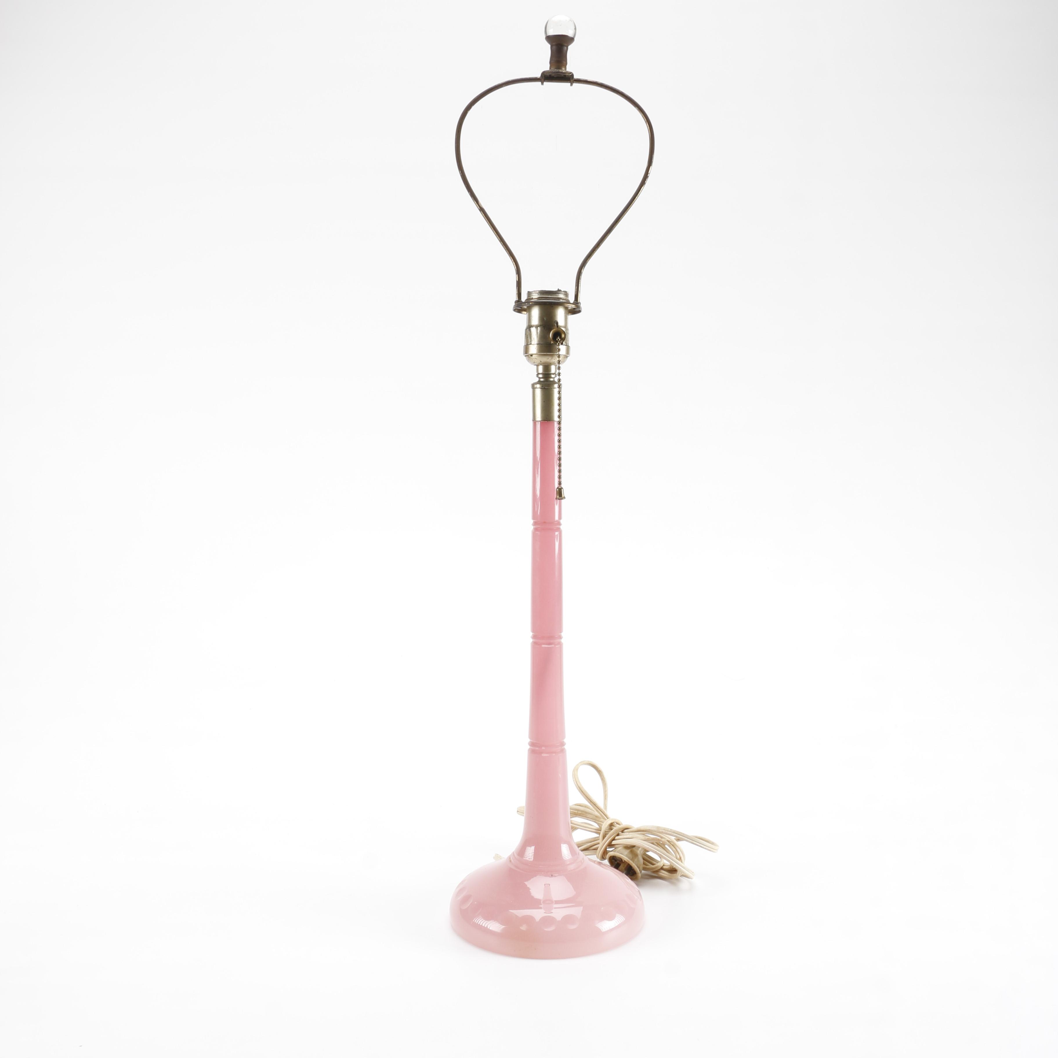 Vintage Pink Glass Lamp EBTH