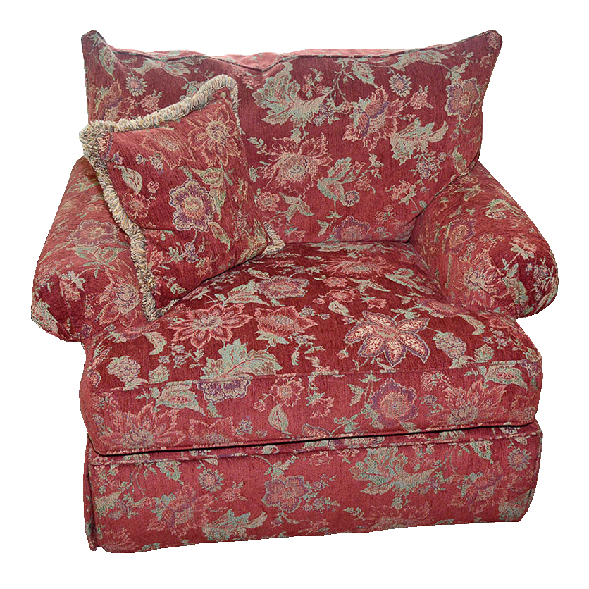 Burgundy Floral Armchair by Alan White Furniture EBTH