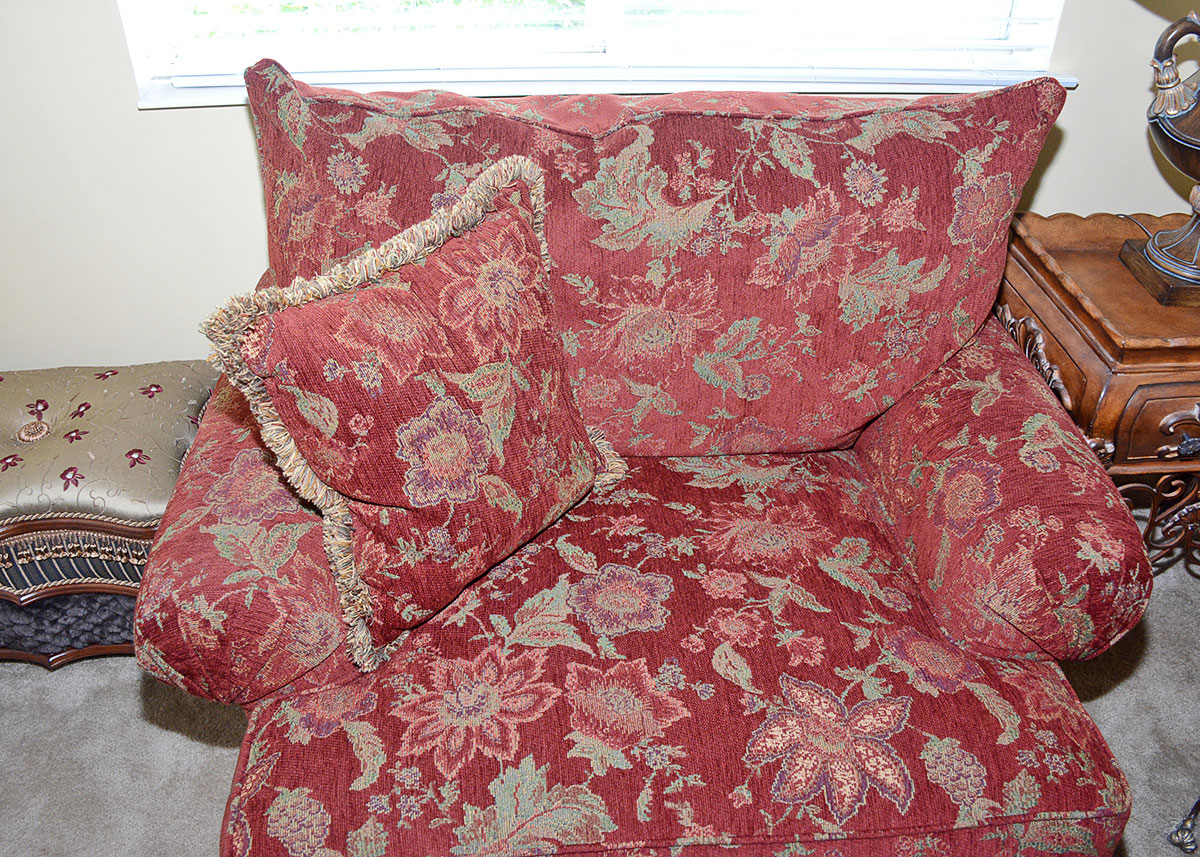 Burgundy Floral Armchair by Alan White Furniture EBTH